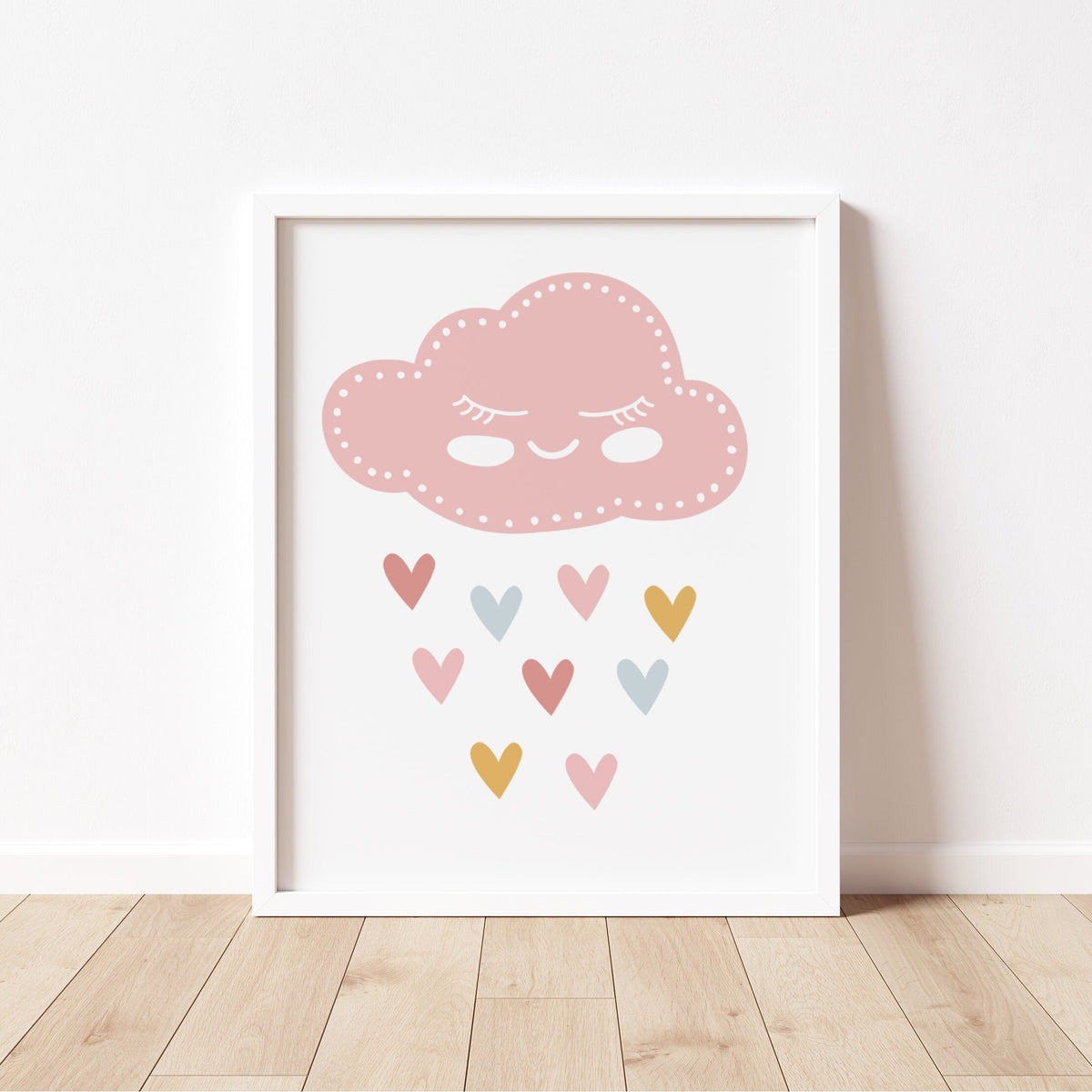 Personalized Baby Girl Nursery Wall Art Prints Set of 3: Rainbow, Name Sign, Cloud & Sun(Digital Download)