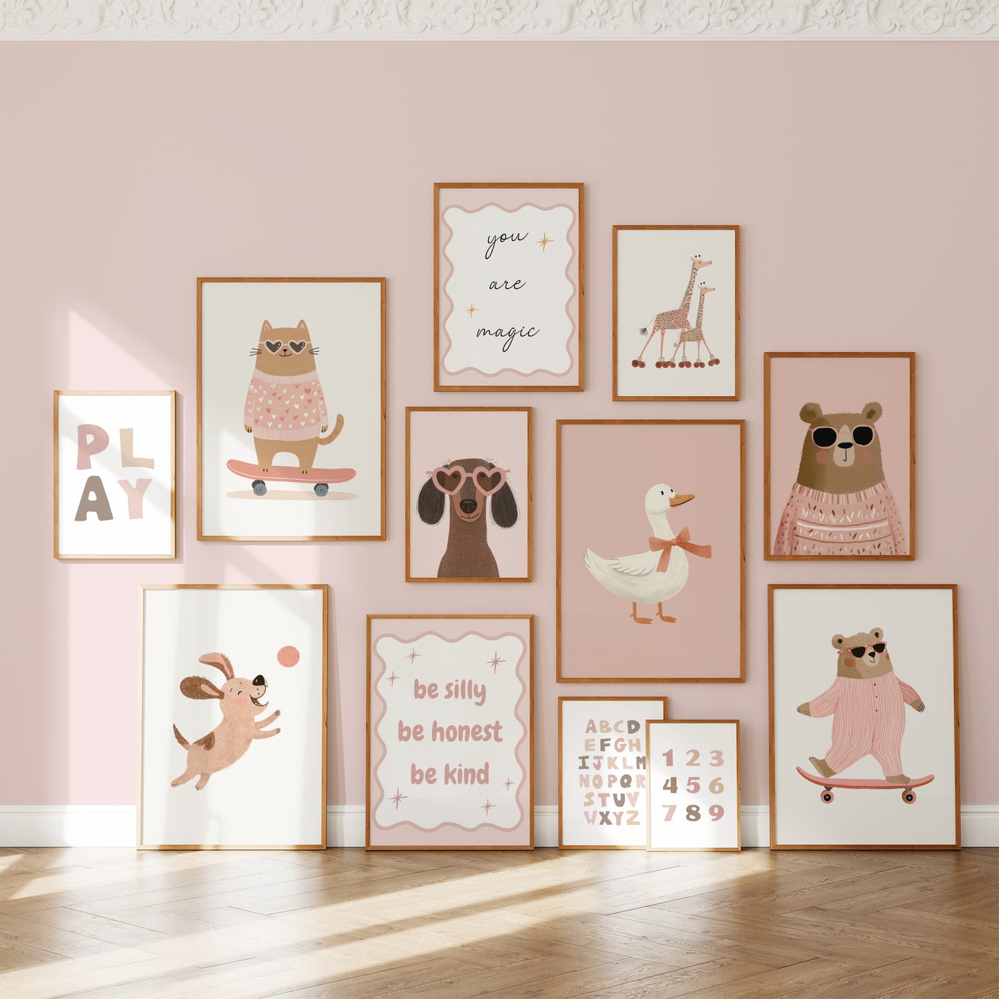 Playful Animal Print & Animal Nursery Print for Kids Room - Girl Nursery Decor | SuArtPrintStudio