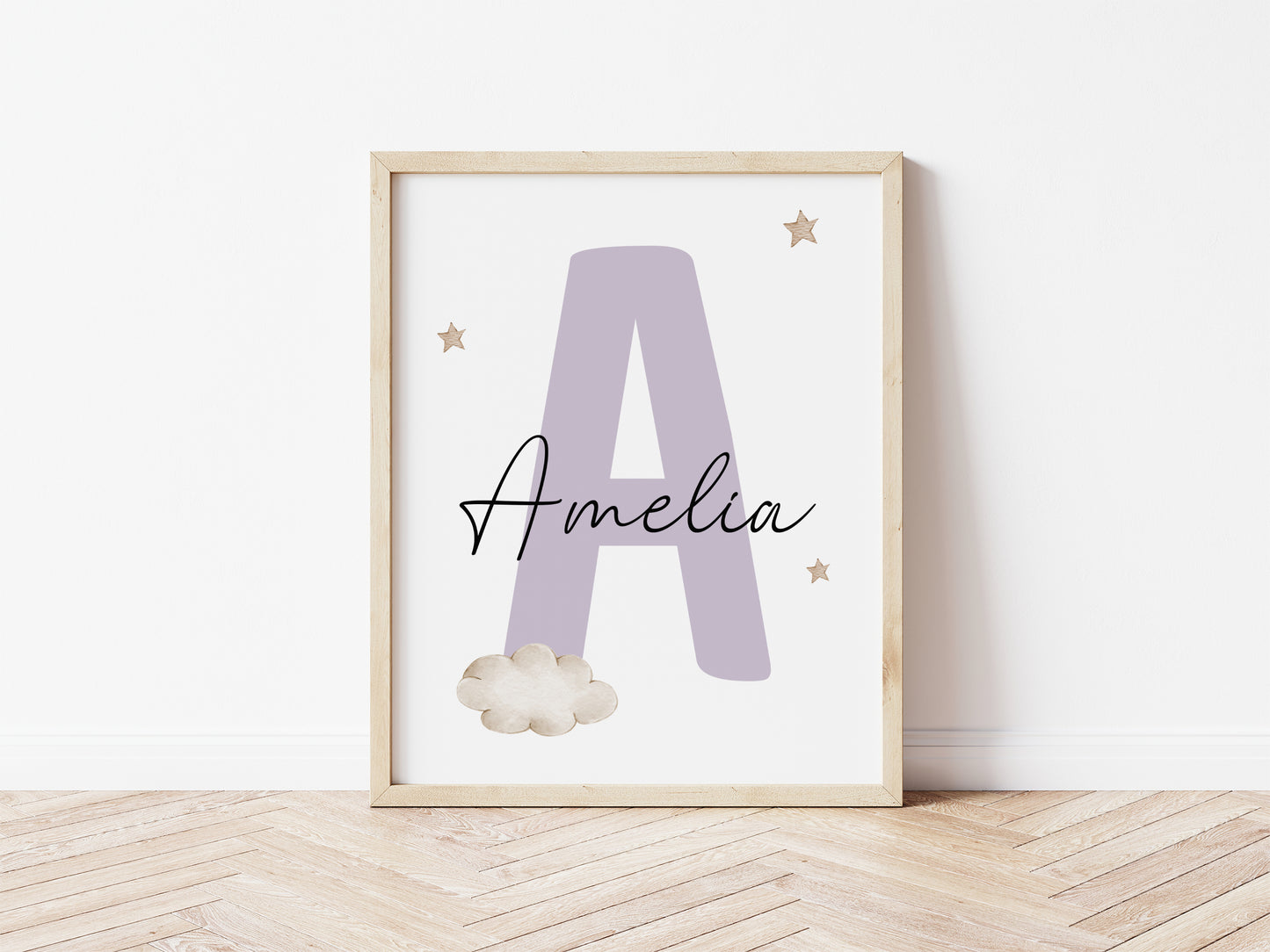 Personalized Nursery Wall Art Print | Watercolor Cloud Nursery Decor | Custom Baby Name Sign | Digital Download Suartprintstudio
