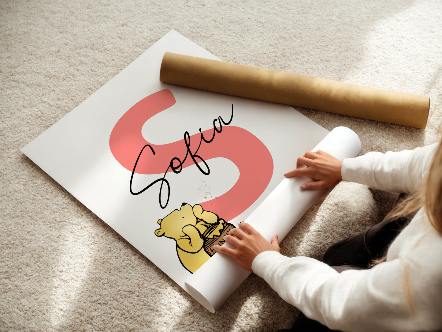 Personalized Winnie the Pooh Name Print | Nursery wall art | Kids Room decor| digital download