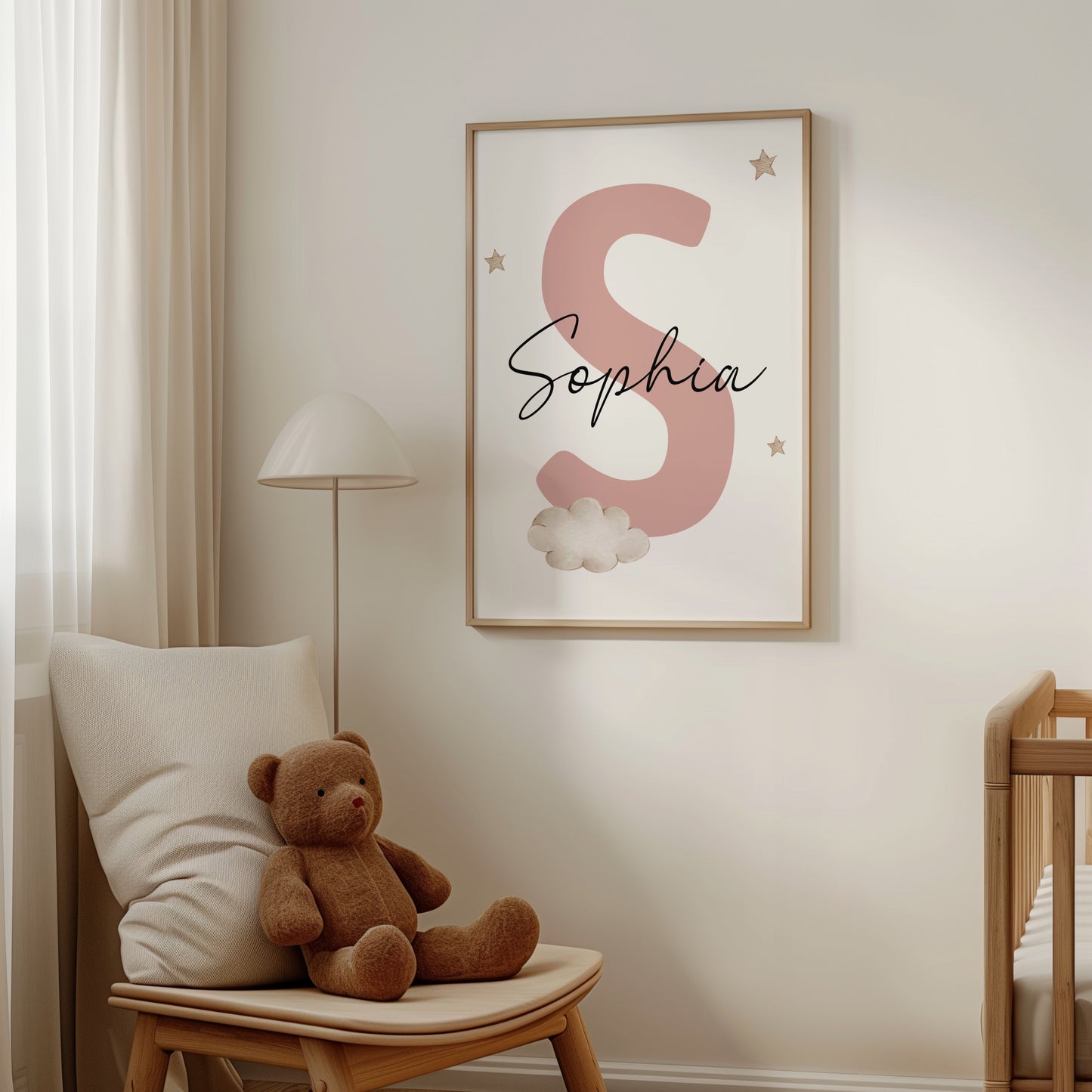 Personalized Nursery Wall Art Print | Watercolor Cloud Nursery Decor | Custom Baby Name Sign | Digital Download Suartprintstudiov