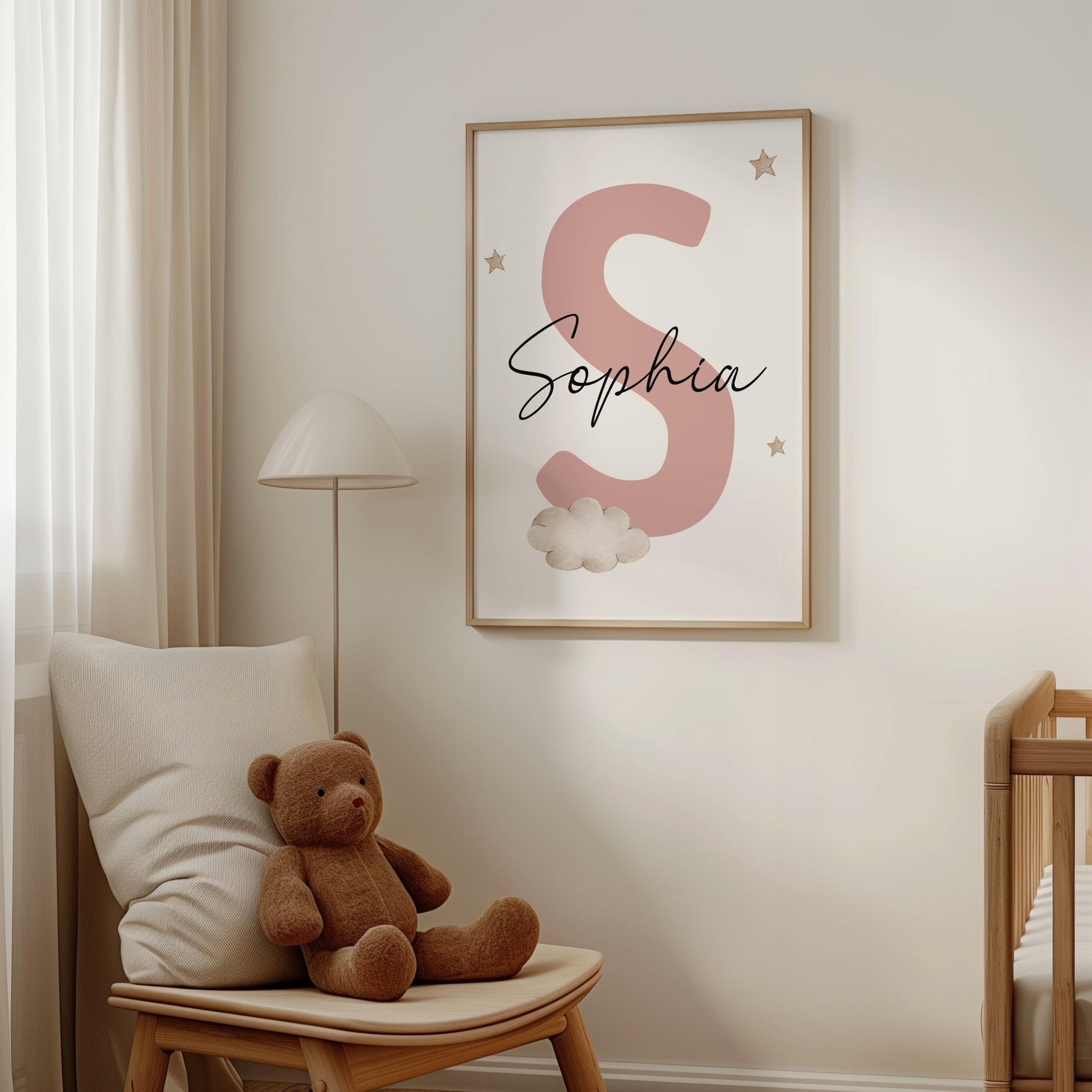 Personalized Nursery Wall Art Print | Watercolor Cloud Nursery Decor | Custom Baby Name Sign | Digital Download Suartprintstudiov