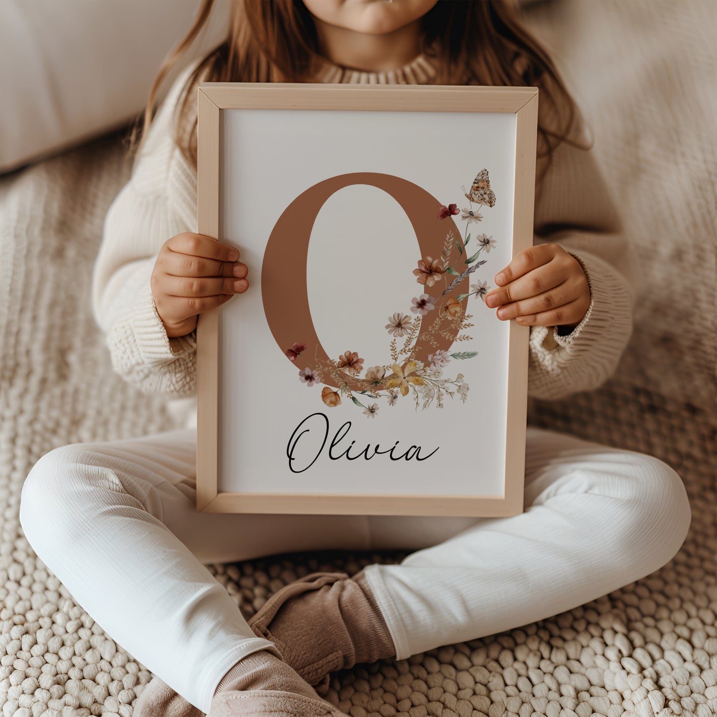 Boho Wildflowers Girl Nursery wall Art Prints: Personalized Name Print (Digital Download)