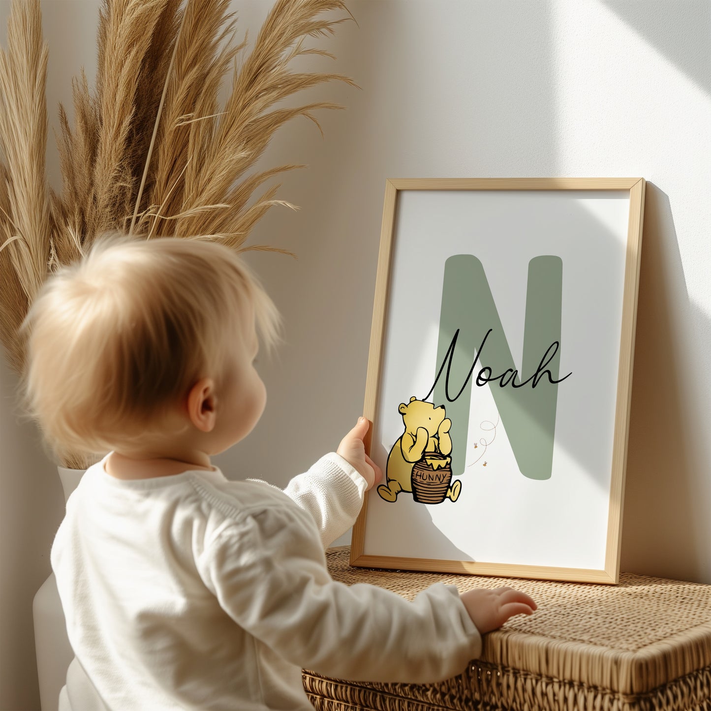 Set of 3 Personalized Nursery Name Sign Wall Art Prints | Winnie the Pooh Nursery Decor | Kids Room decor| Custom digital download