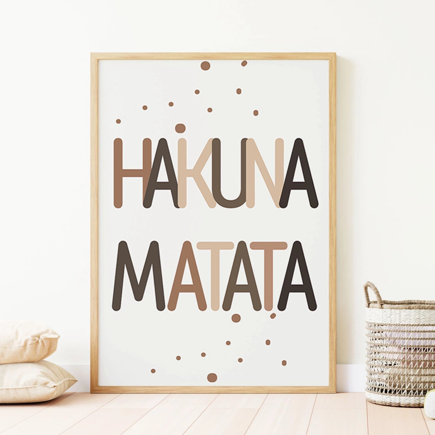 Personalized Safari Nursery Prints Set of 3 by SuArtPrintStudio featuring lion, Hakuna Matata quote and custom baby name wall art – digital download nursery decor.