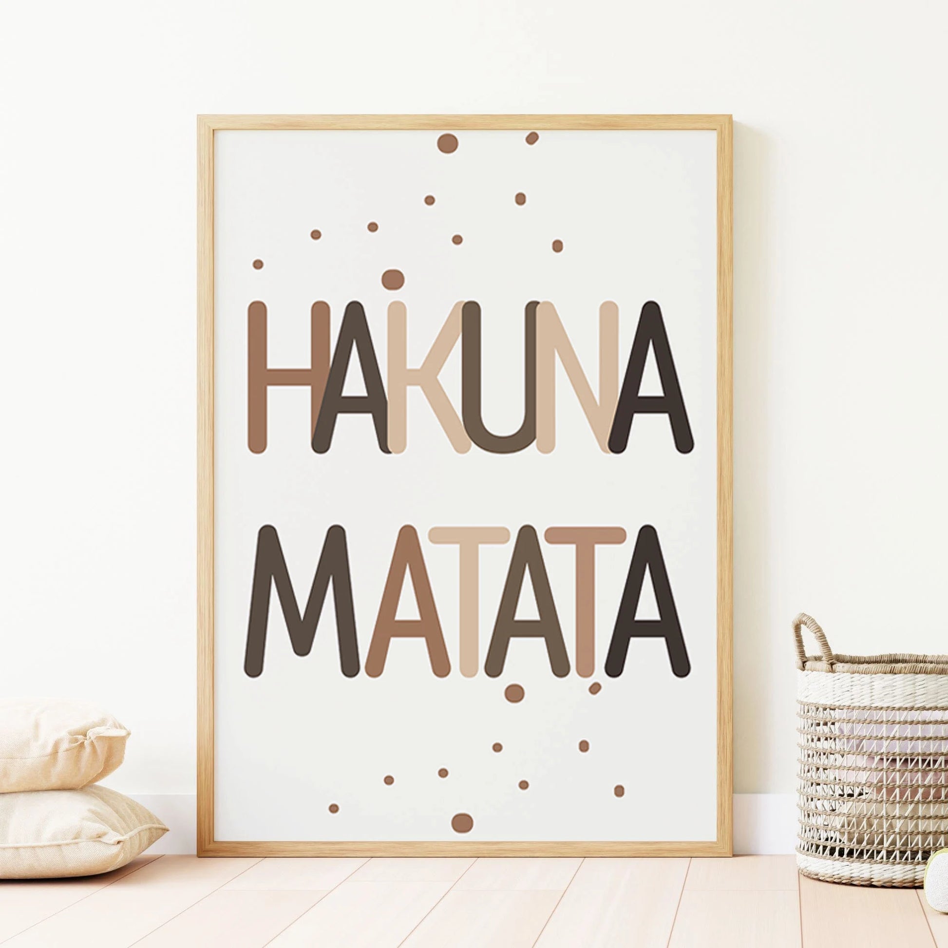 Personalized Safari Nursery Prints Set of 3 by SuArtPrintStudio featuring lion, Hakuna Matata quote and custom baby name wall art – digital download nursery decor.