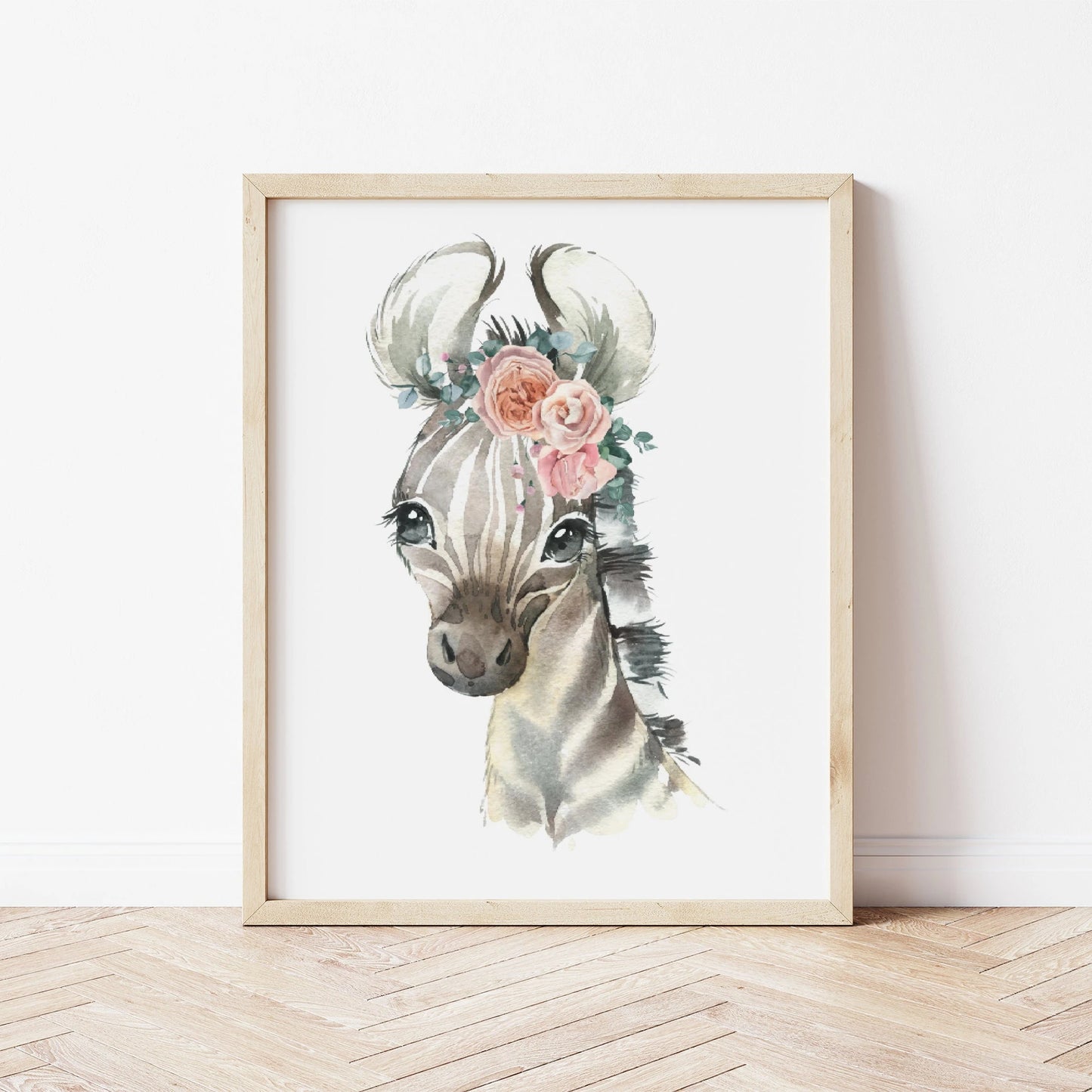 Safari Animal Nursery Prints for Girls | Pink Floral Lion, Zebra & Elephant Wall Art Set (Digital Download) Suartprintstudio