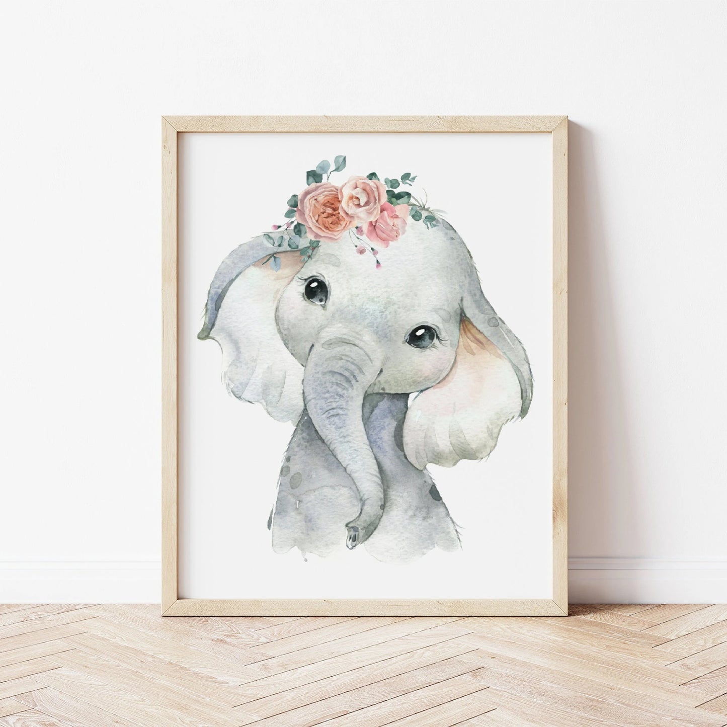 Safari Animal Nursery Prints for Girls | Pink Floral Lion, Zebra & Elephant Wall Art Set (Digital Download) Suartprintstudio