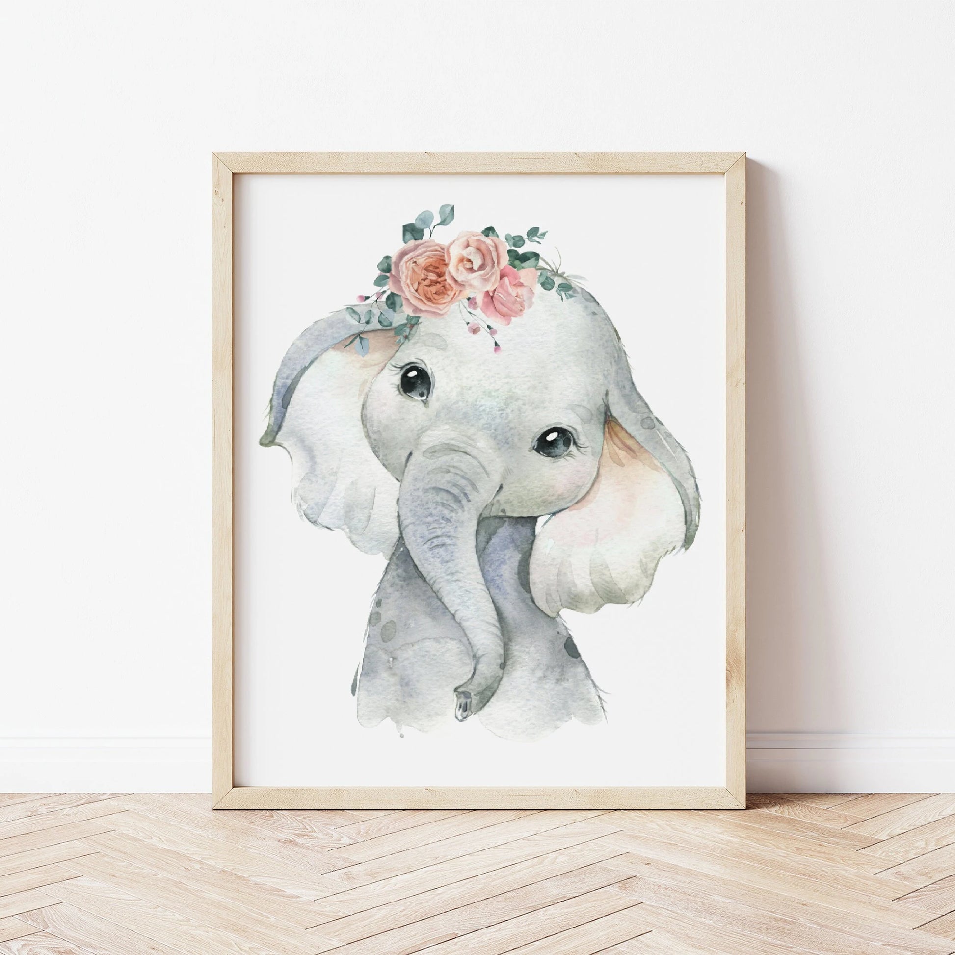 Safari Animal Nursery Prints for Girls | Pink Floral Lion, Zebra & Elephant Wall Art Set (Digital Download) Suartprintstudio