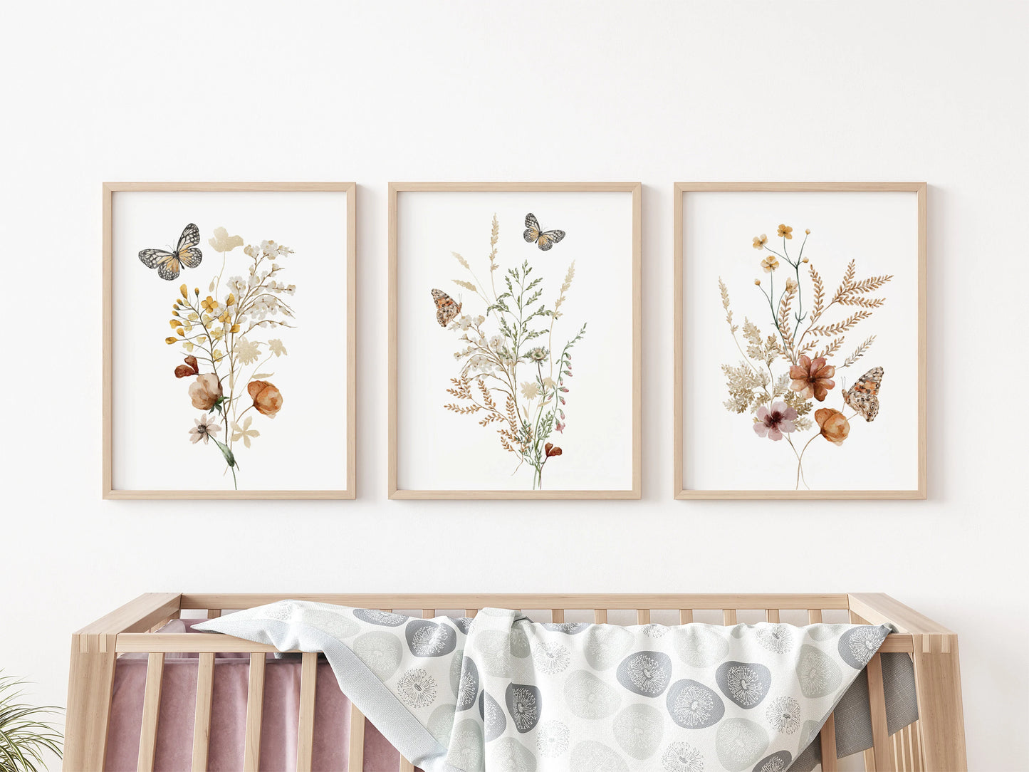 Wildflowers Nursery Wall Art Prints Set Of 3 | Boho, Watercollor, Girl Nursery Decor | Digital Download | Suartprintstudio