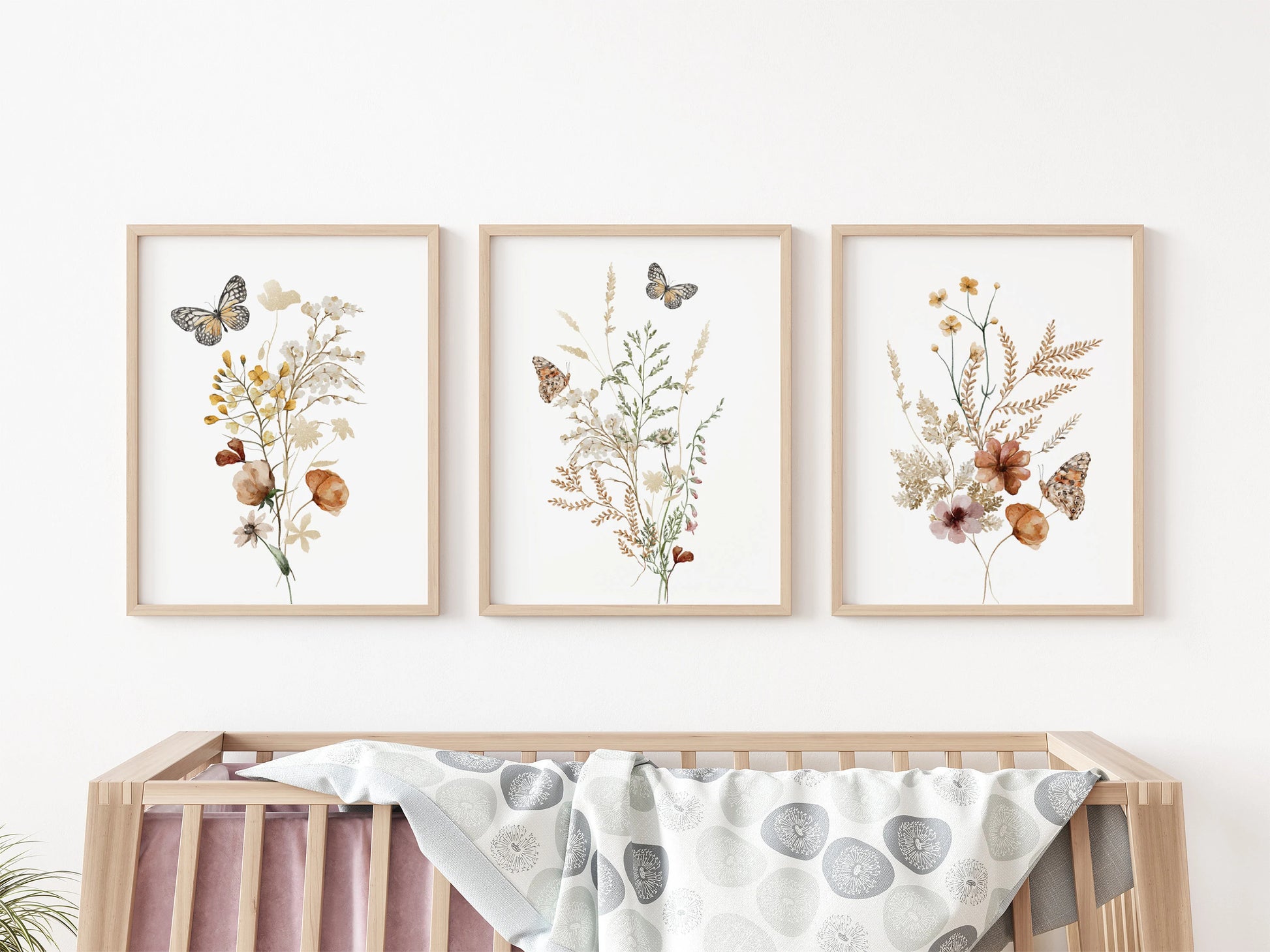 Wildflowers Nursery Wall Art Prints Set Of 3 | Boho, Watercollor, Girl Nursery Decor | Digital Download | Suartprintstudio