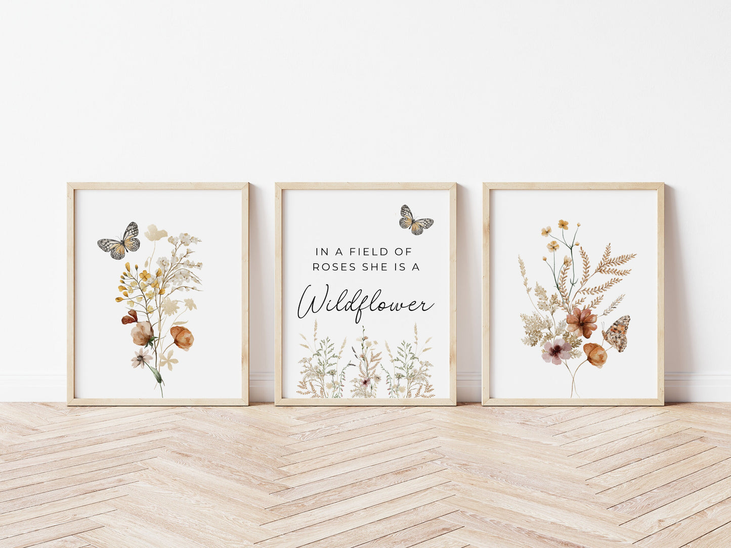 Boho Wildflowers Nursery Wall Art Prints Set Of 3 | In a Field of Roses She is a Wildflower | Girl Nursery Decor | Digital Download Suartprintstudio