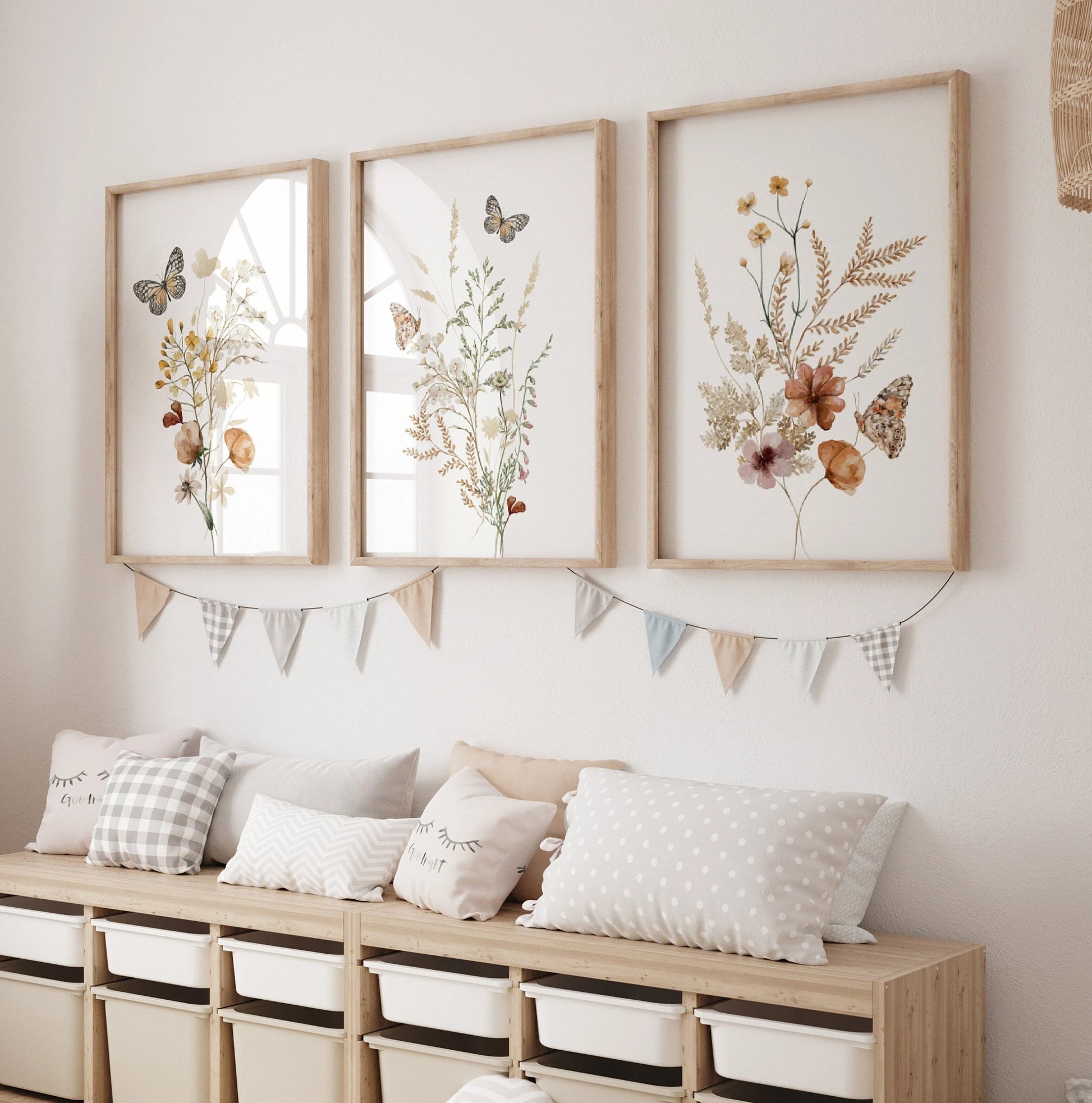 Wildflowers Nursery Wall Art Prints Set Of 3 | Boho, Watercollor, Girl Nursery Decor | Digital Download | Suartprintstudio