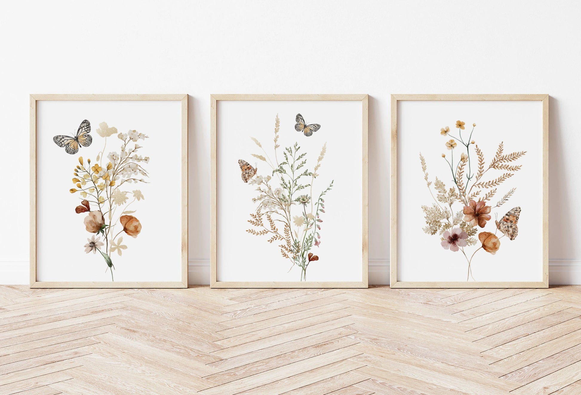 Wildflowers Nursery Wall Art Prints Set Of 3 | Boho, Watercollor, Girl Nursery Decor | Digital Download | Suartprintstudio