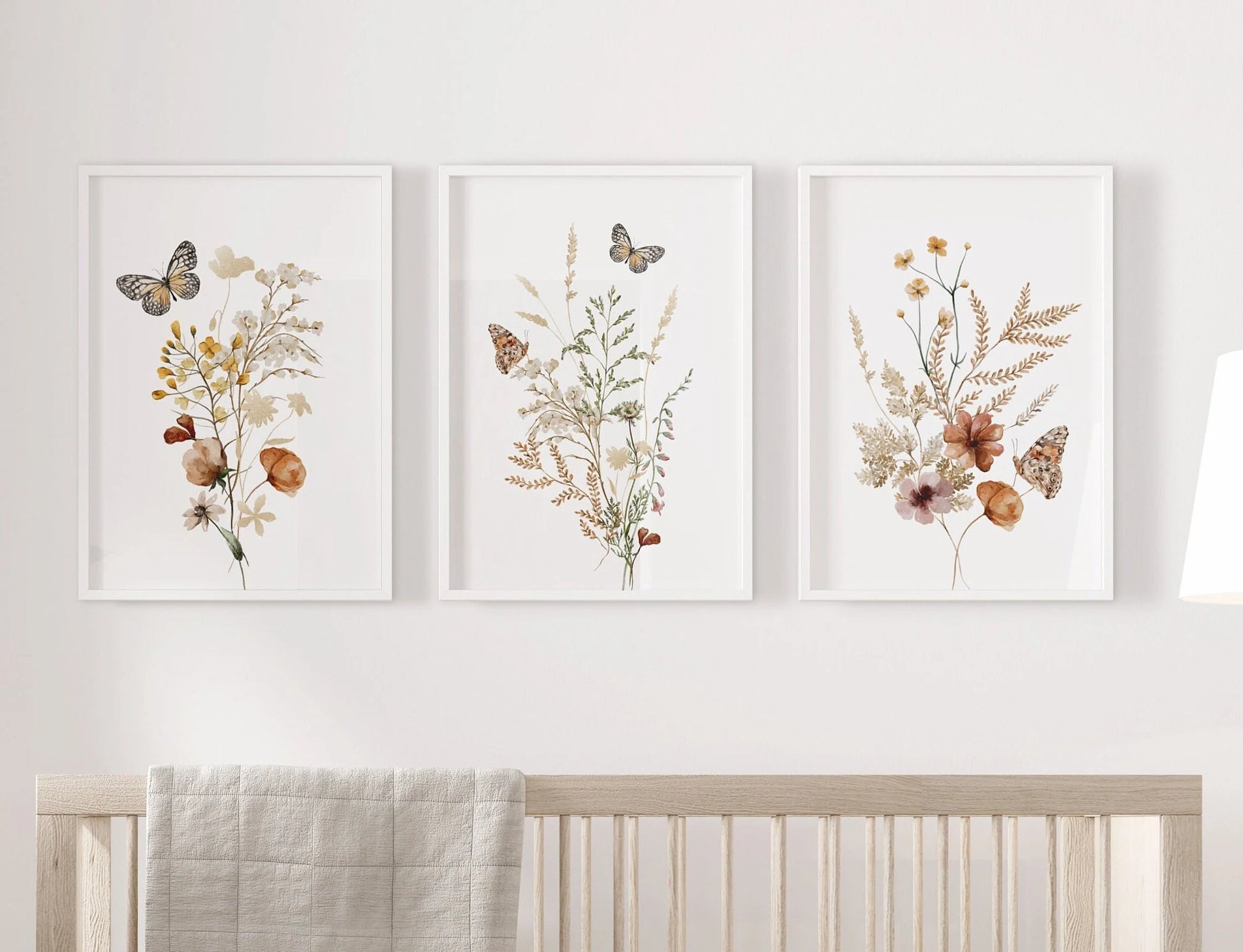 Wildflowers Nursery Wall Art Prints Set Of 3 | Boho, Watercollor, Girl Nursery Decor | Digital Download | Suartprintstudio
