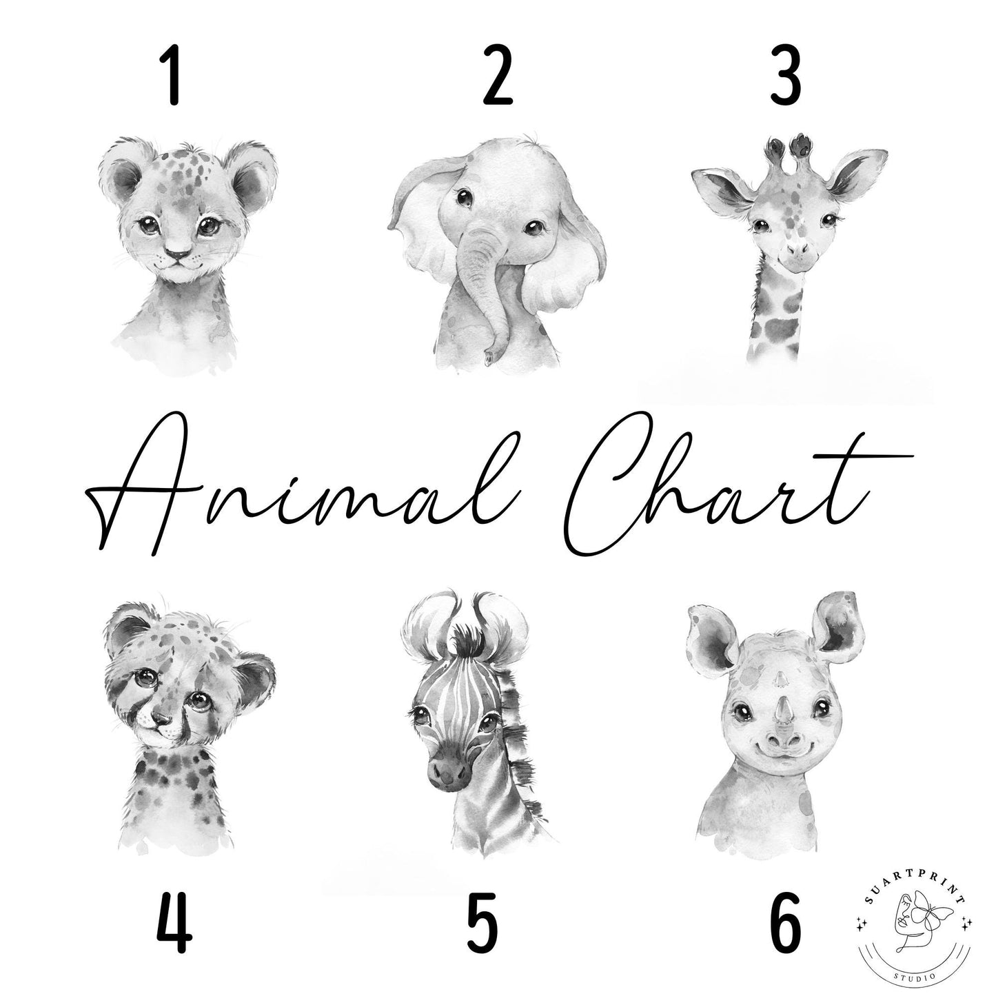 Safari nursery decor Lion, Watercolor animals elephant, giraffe, zebra, hipo