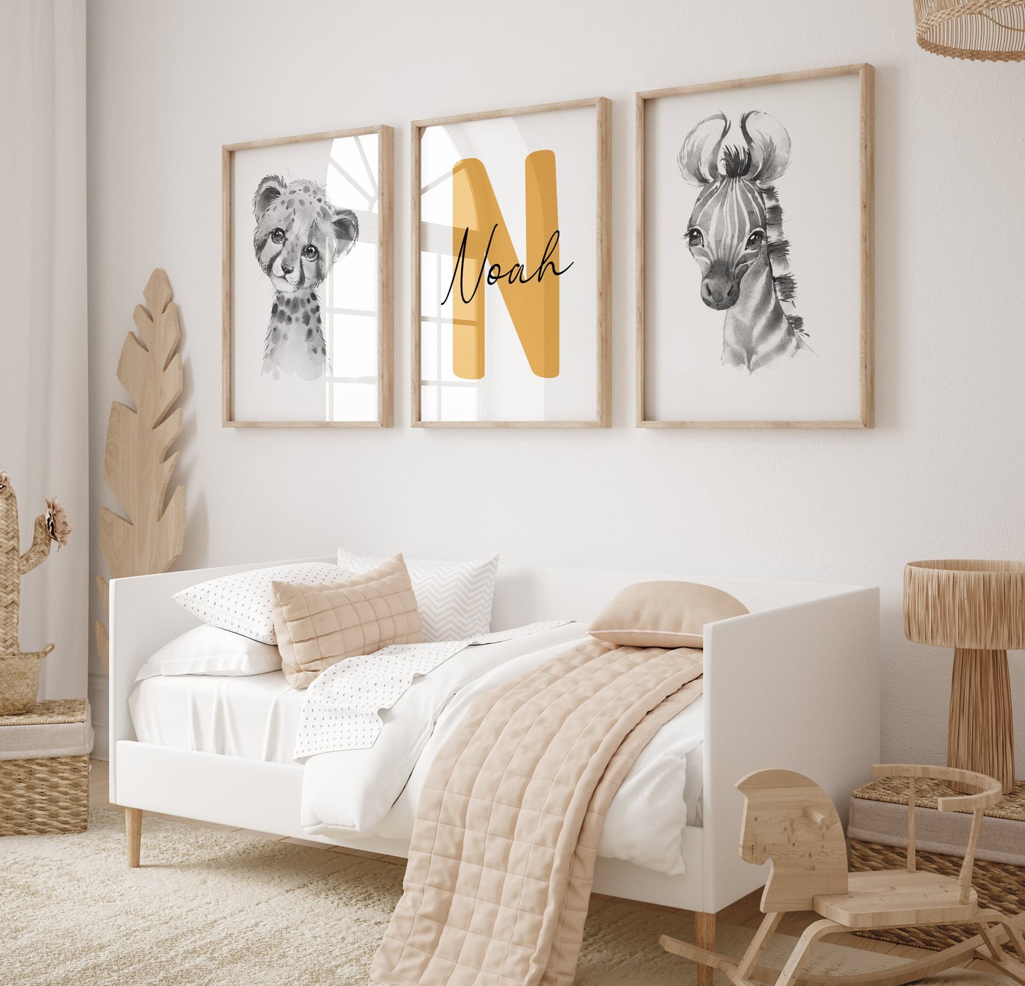 Safari nursery wall art safari nursery decor baby name sign watercolor animals print neutral nursery decor, suartprintstudio