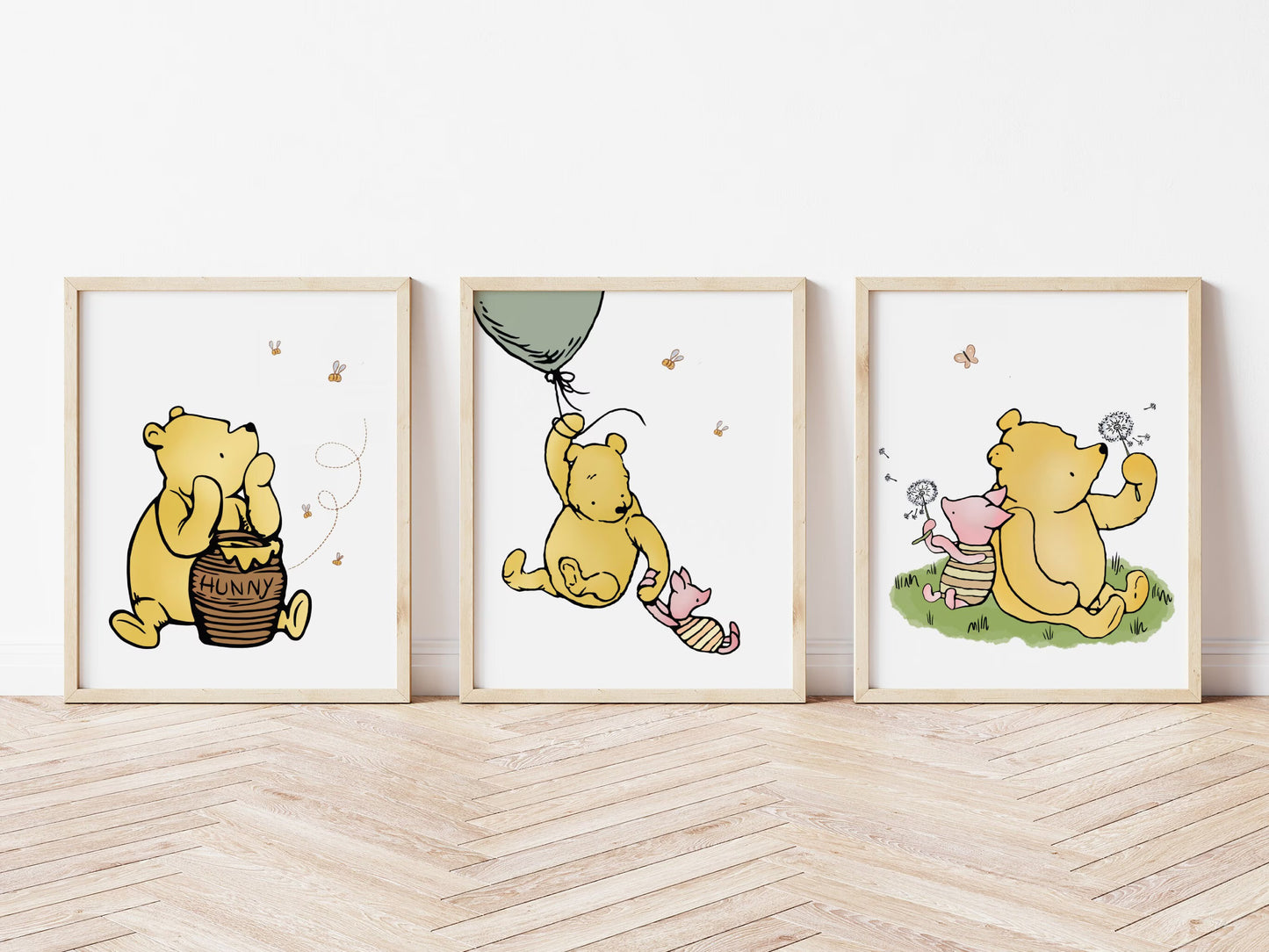 Winnie the Pooh Nursery Prints Set | Classic Baby Wall Art | Nursery & Playroom Decor | Digital Download