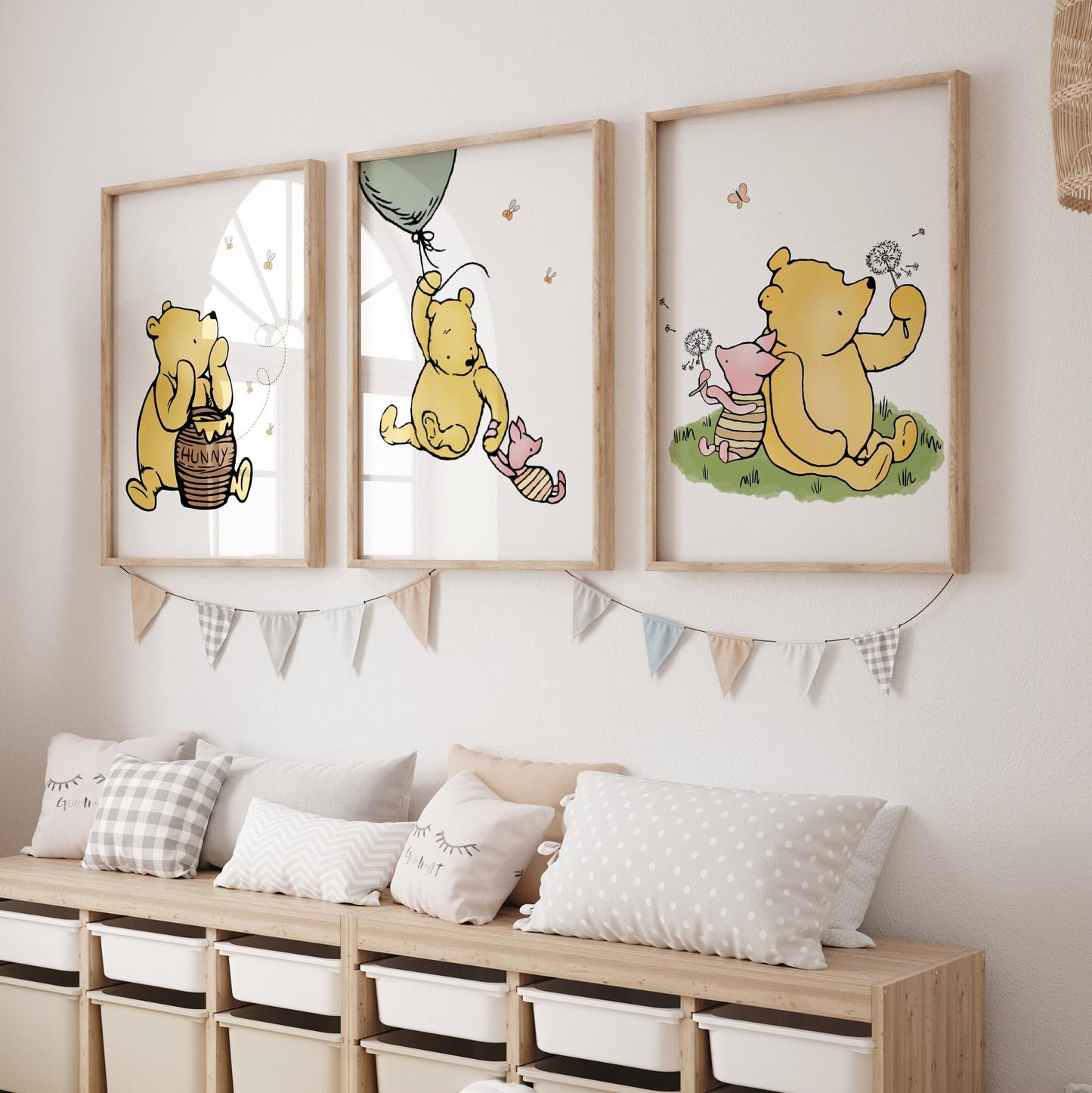 Winnie the Pooh Nursery Prints Set | Classic Baby Wall Art | Nursery & Playroom Decor | Digital Download