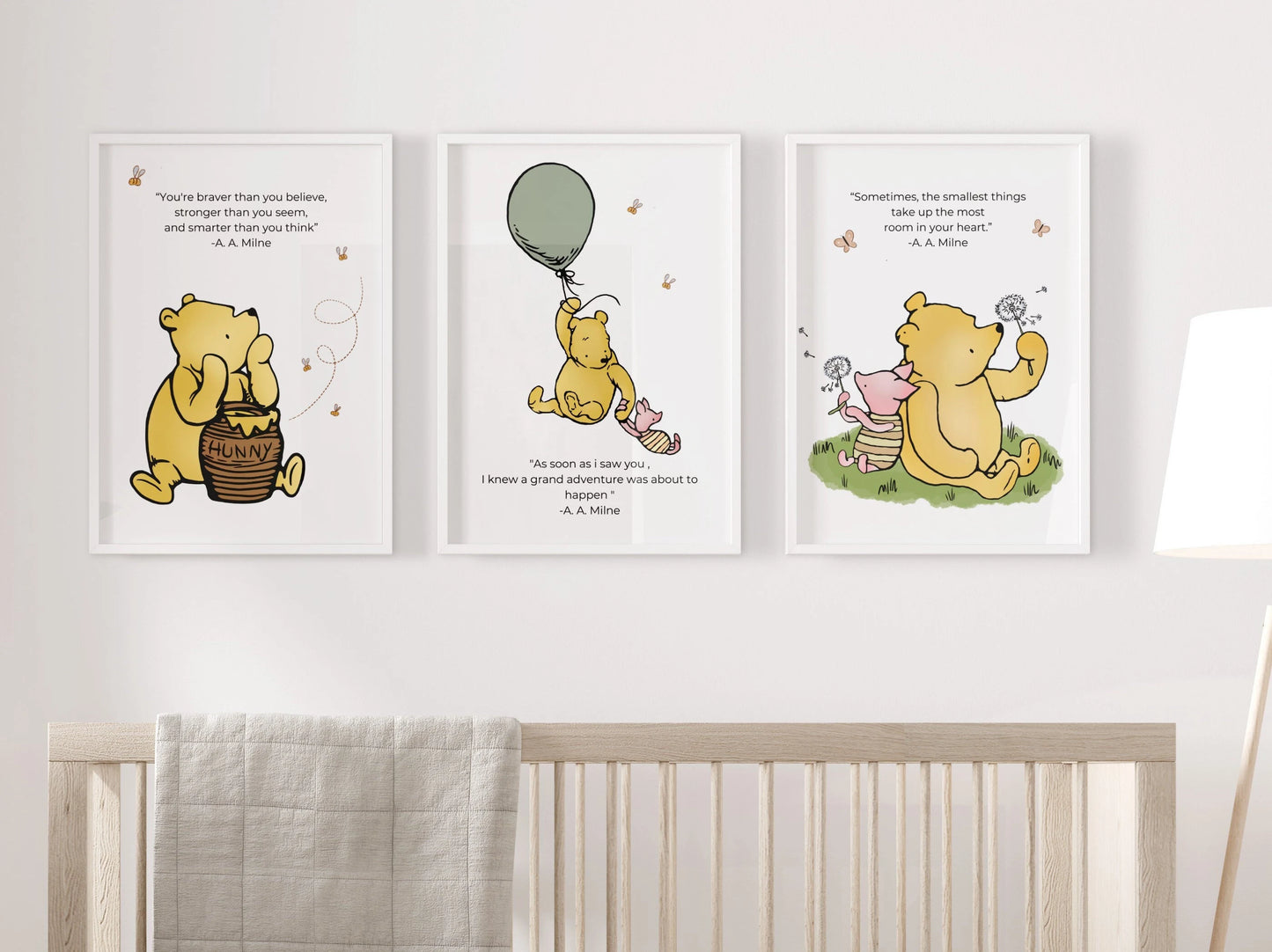 Classic Winnie the Pooh nursery decor printable quotes kids room wall art baby shower gift instant download Suartprintstudio