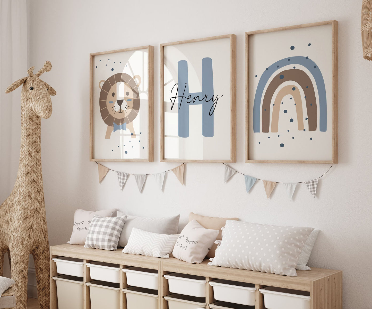 Jungle Animal Wall Art Prints | Baby Name Sign | Boho Safari Lion Rainbow | Nursery Kids Decor | Custom Digital Download ,Best seller Suartprintstudio