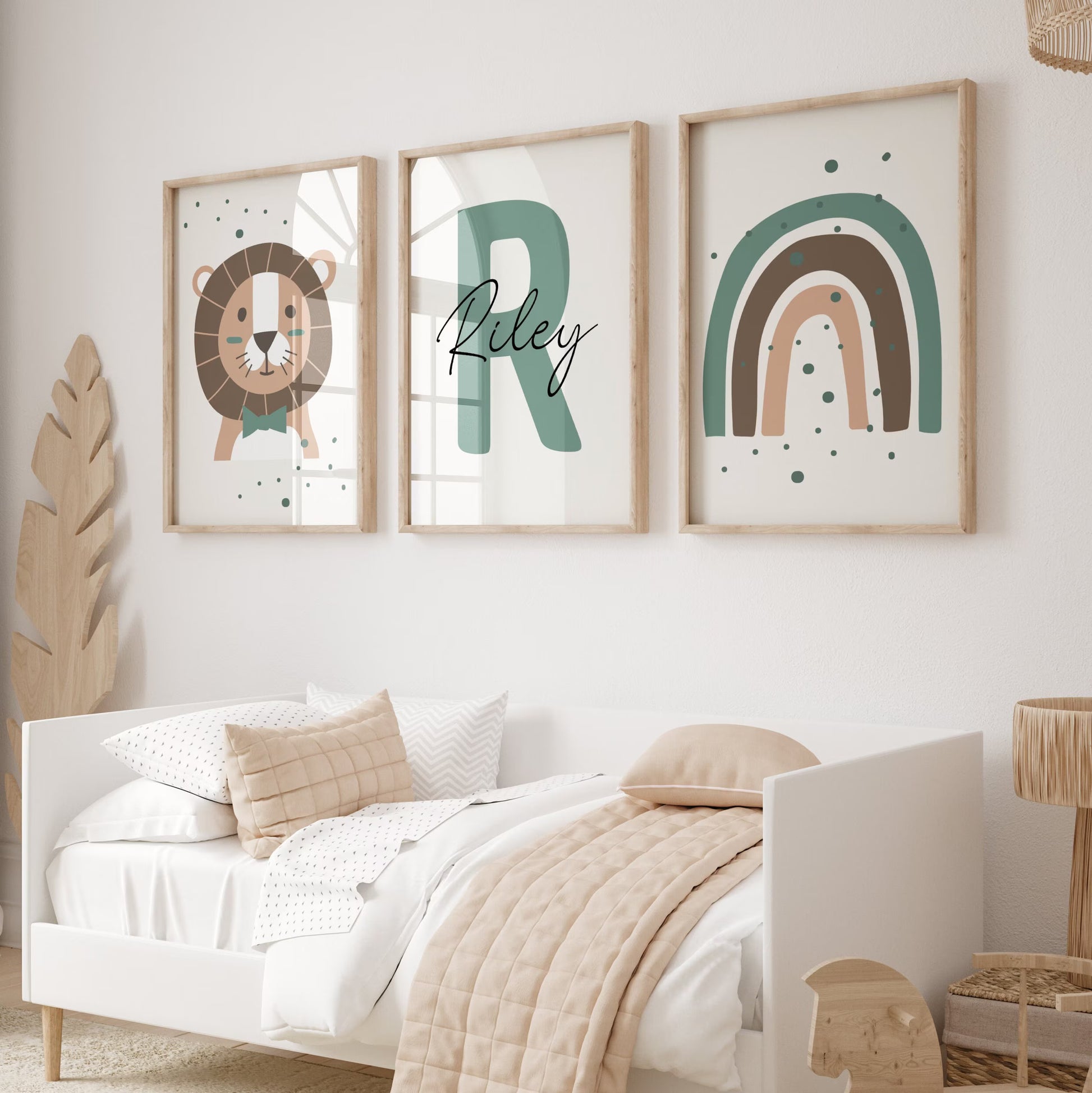 Jungle Animal Wall Art Prints | Baby Name Sign | Boho Safari Lion Rainbow | Nursery Kids Decor | Custom Digital Download ,Best seller Suartprintstudio