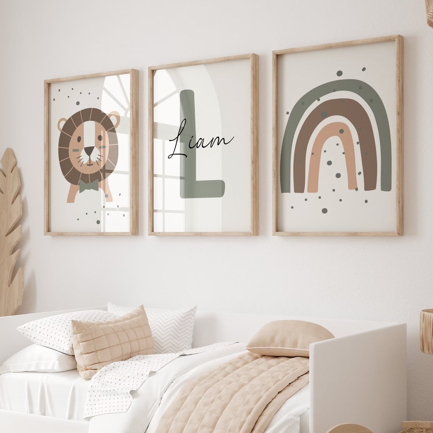Jungle Animal Wall Art Prints | Baby Name Sign | Boho Safari Lion Rainbow | Nursery Kids Decor | Custom Digital Download ,Best seller Suartprintstudio