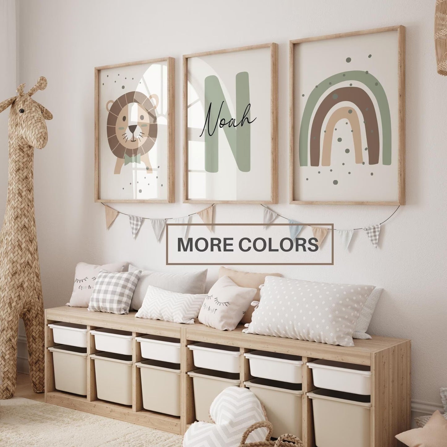 Jungle Animal Wall Art Prints | Baby Name Sign | Boho Safari Lion Rainbow | Nursery Kids Decor | Custom Digital Download ,Best seller Suartprintstudio