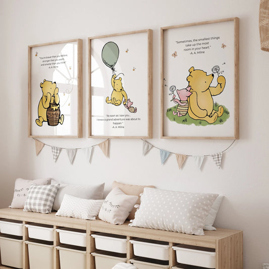 Classic Winnie the Pooh nursery decor printable quotes kids room wall art baby shower gift instant download Suartprintstudio