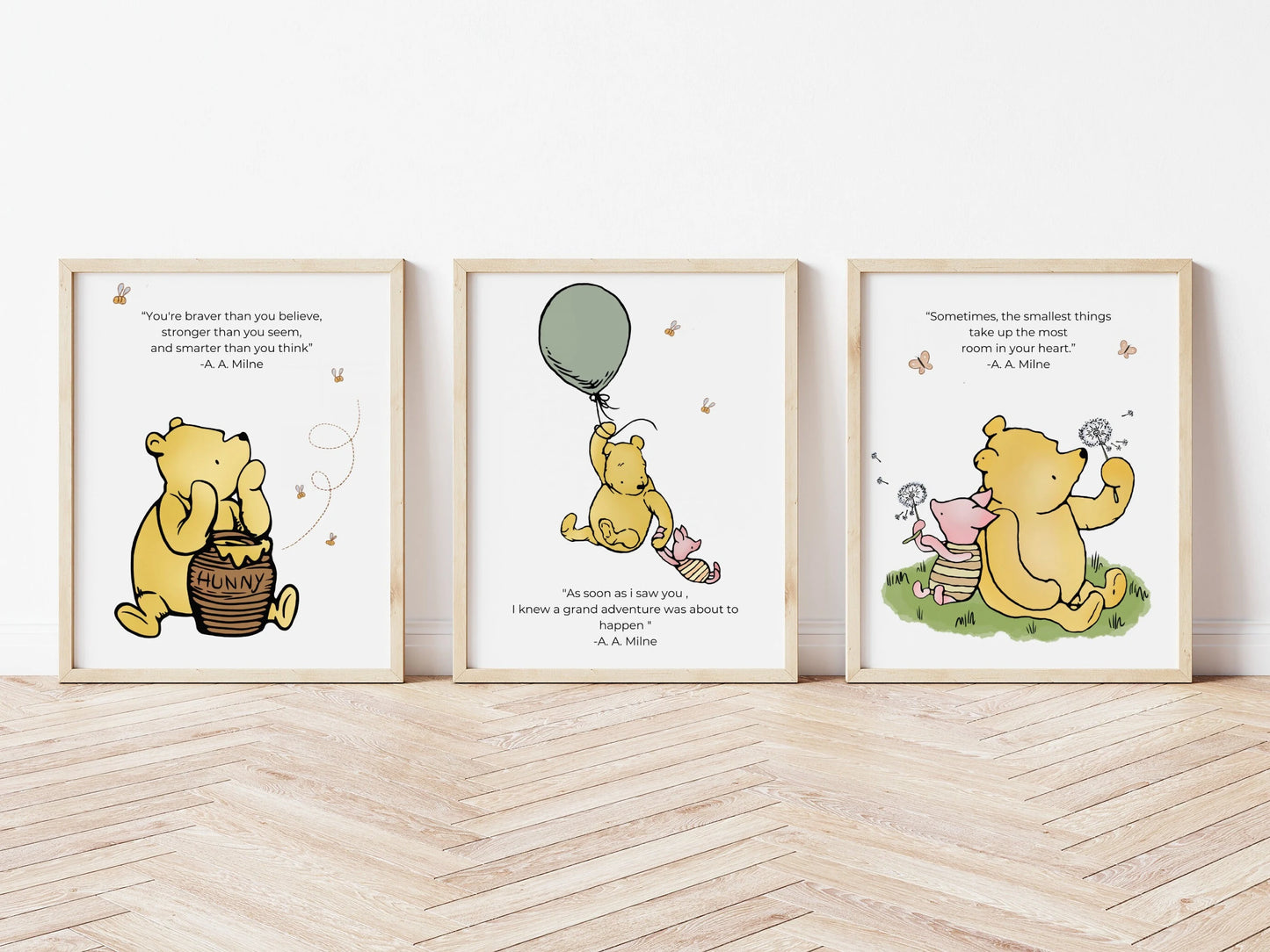 Classic Winnie the Pooh nursery decor printable quotes kids room wall art baby shower gift instant download Suartprintstudio