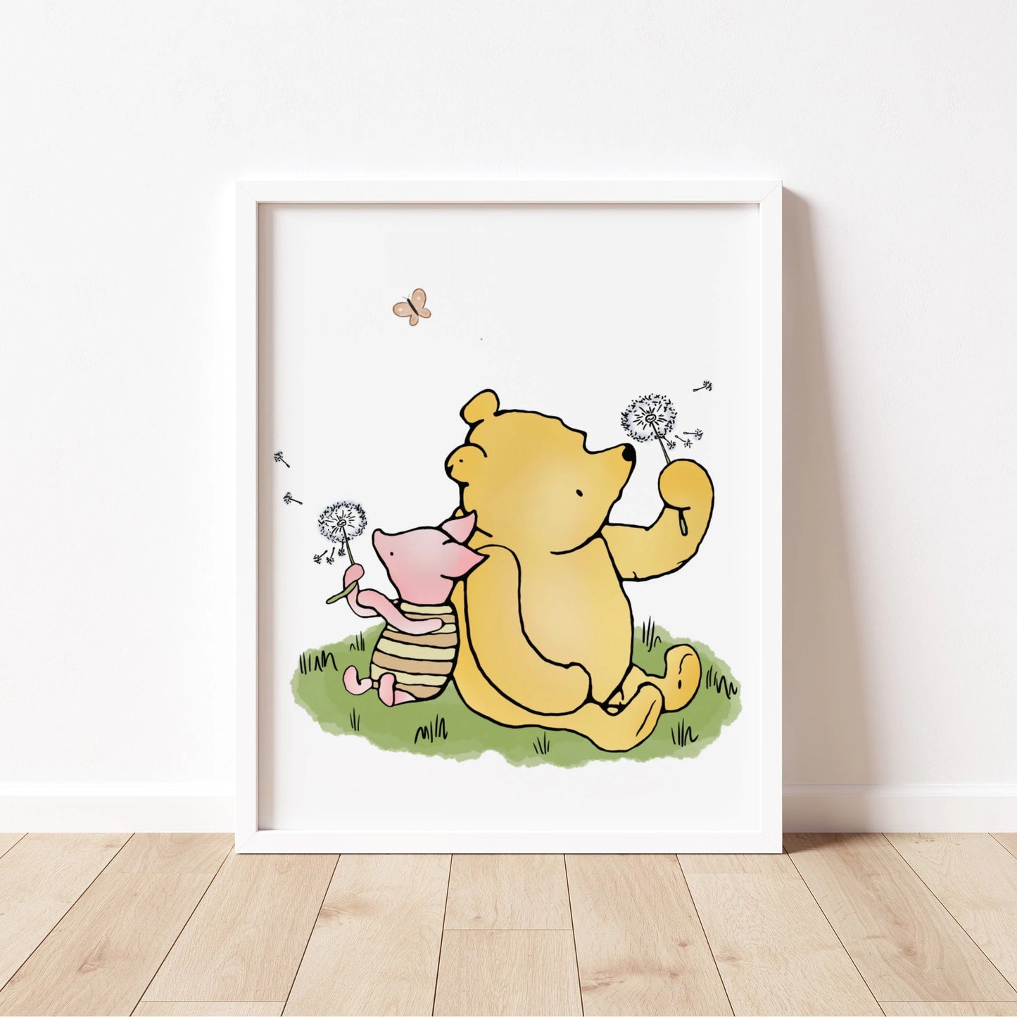 :Winnie the Pooh personalised name sign print set of 3, nursery wall art, classic Pooh bear kids room decor, digital download