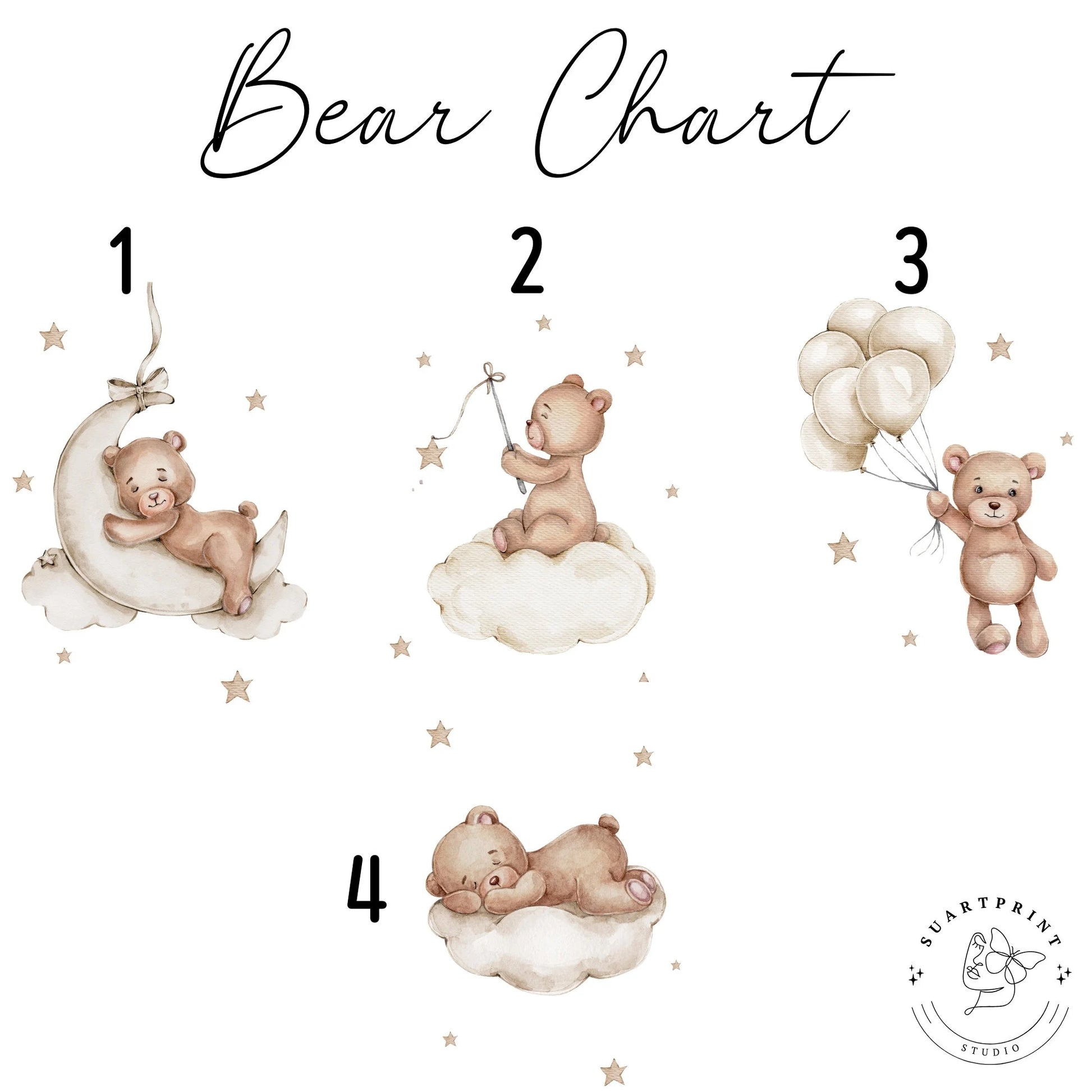 Personalised nursery name sign teddy bear print sizes, baby name sign kids room decor instant download, nursery wall art | SuArtPrintStudio