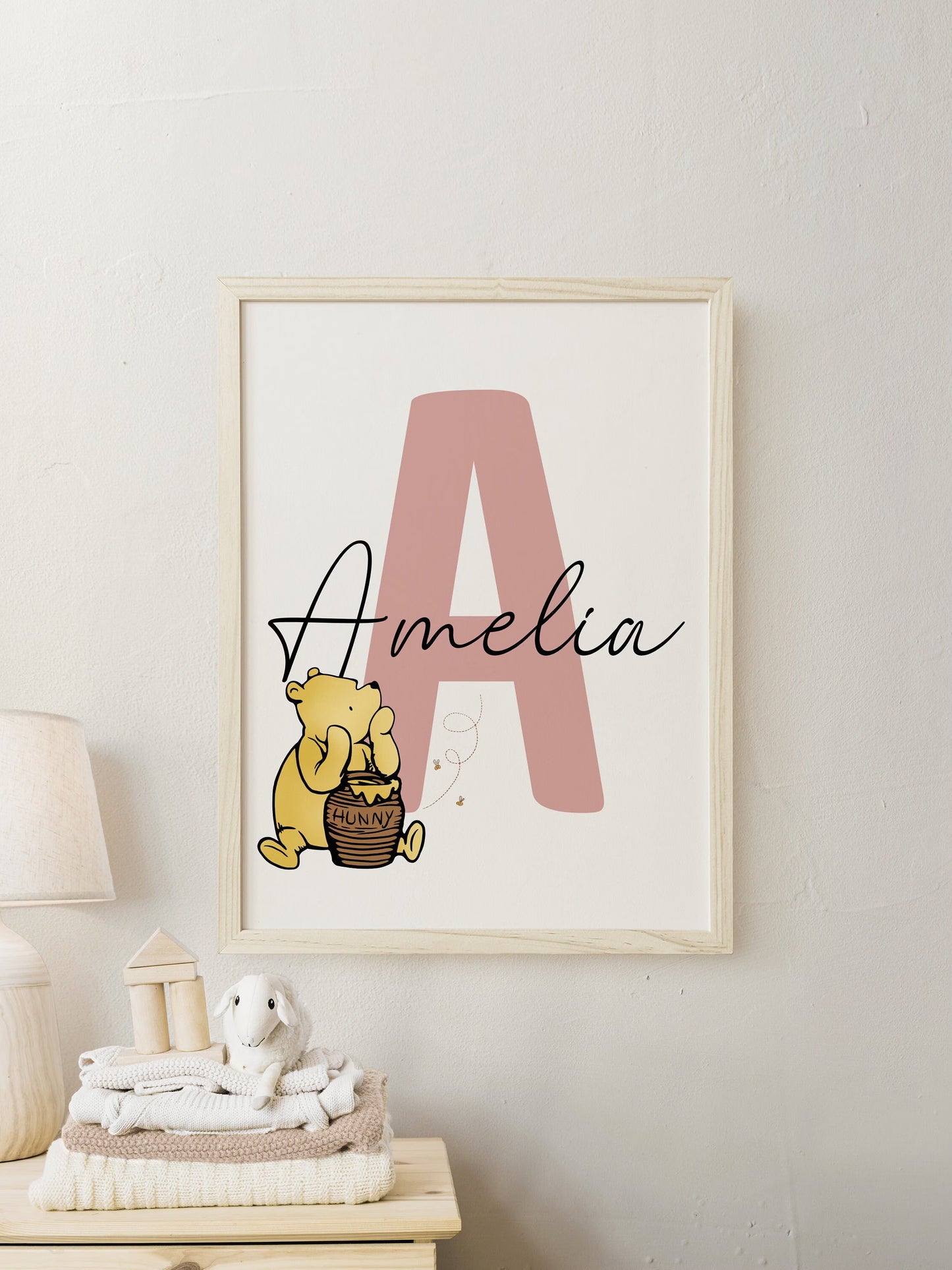 Personalized Winnie the Pooh Name Print | Nursery wall art | Kids Room decor| digital download