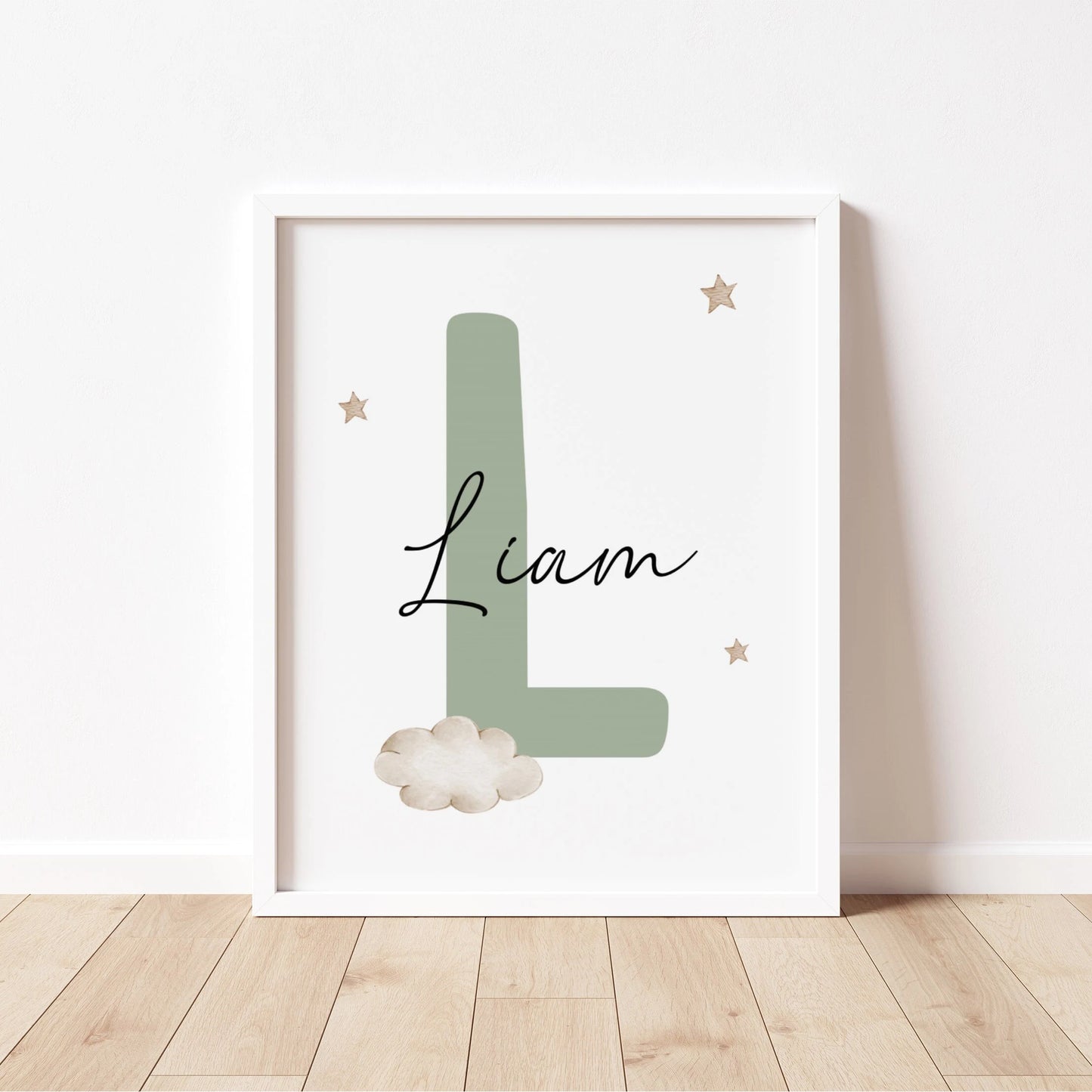 Personalized Nursery Wall Art Print | Watercolor Cloud Nursery Decor | Custom Baby Name Sign | Digital Download Suartprintstudio