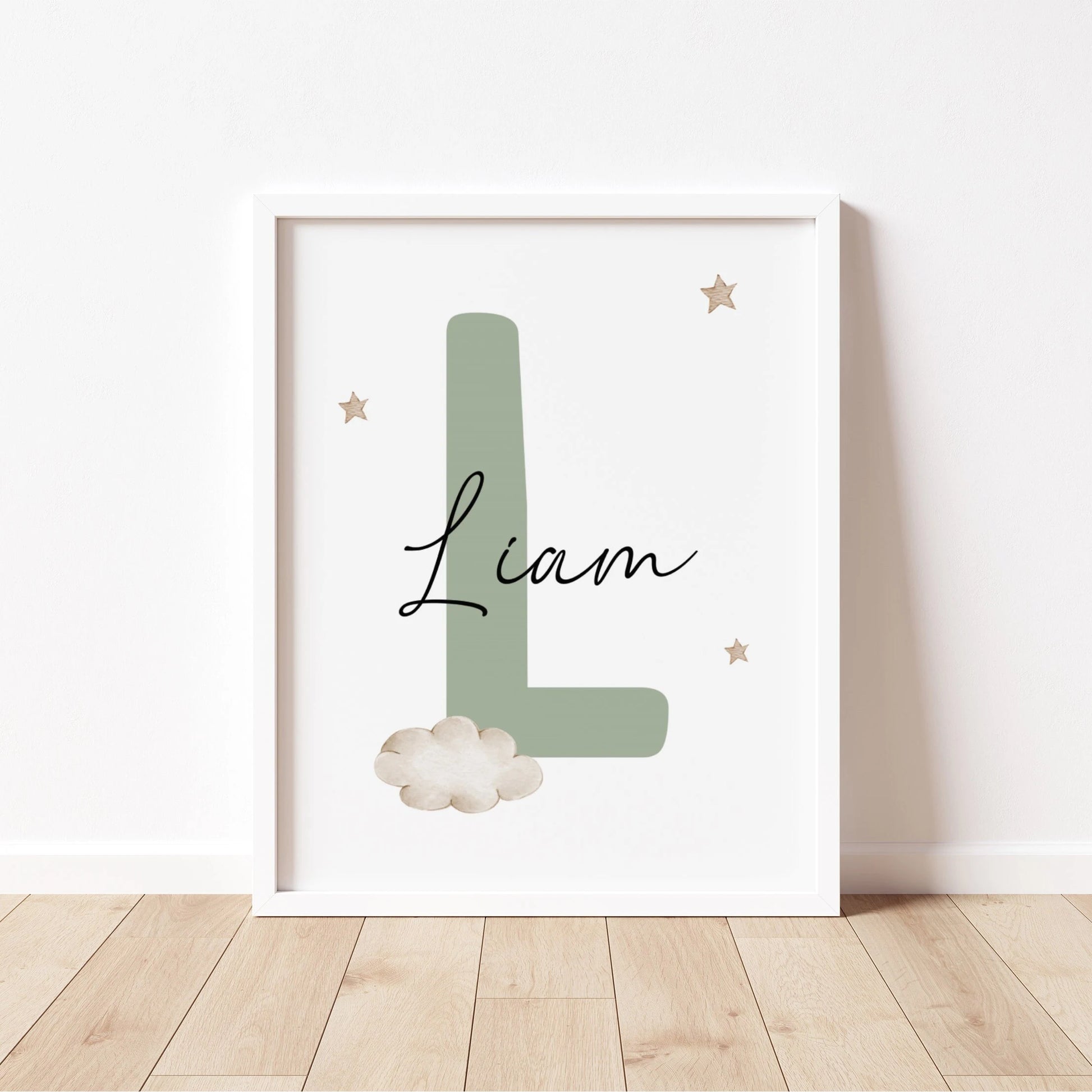 Personalized Nursery Wall Art Print | Watercolor Cloud Nursery Decor | Custom Baby Name Sign | Digital Download Suartprintstudio