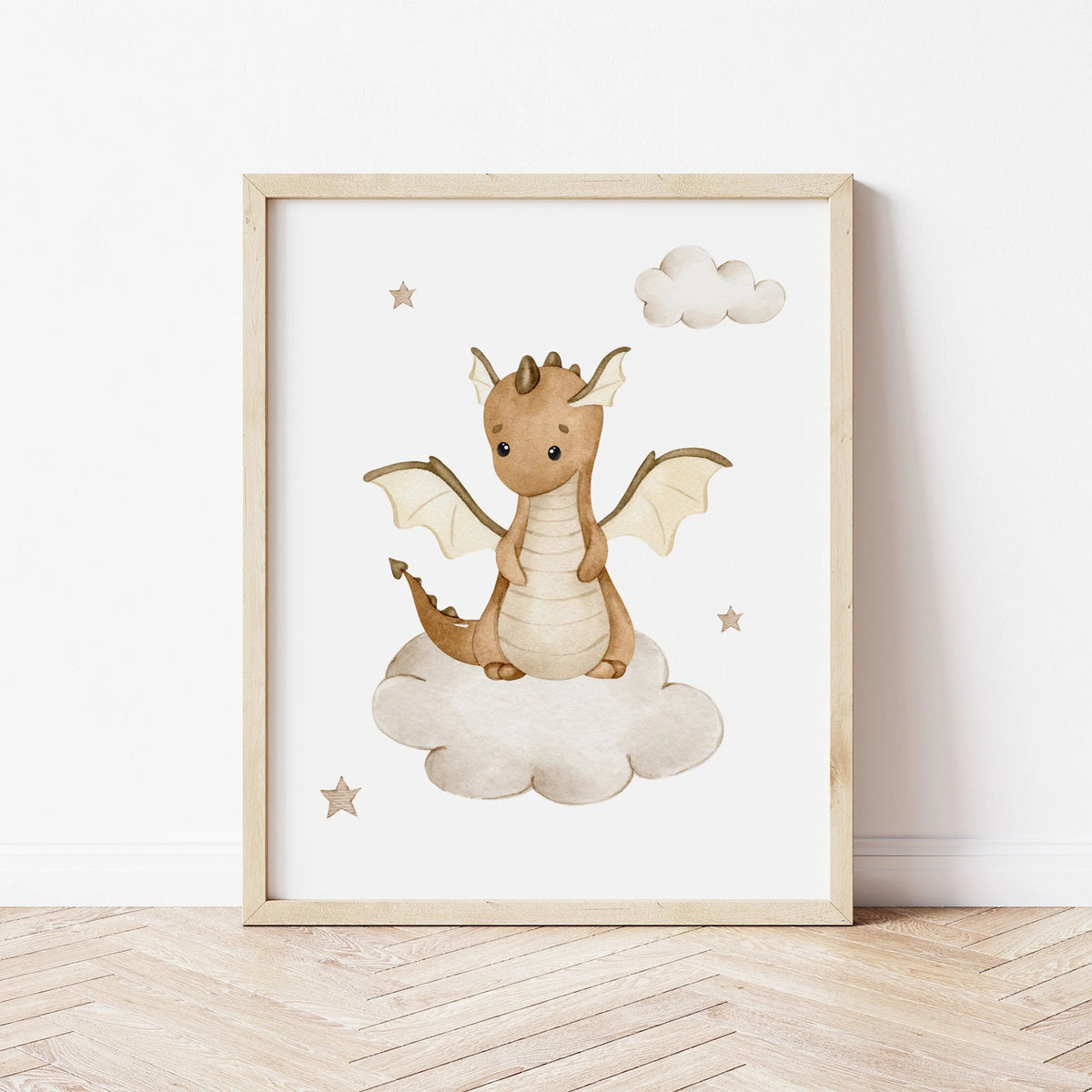 Baby Dragons Nursery Wall Art Print Set of 3 | Custom Baby Name Sign (Digital Download)