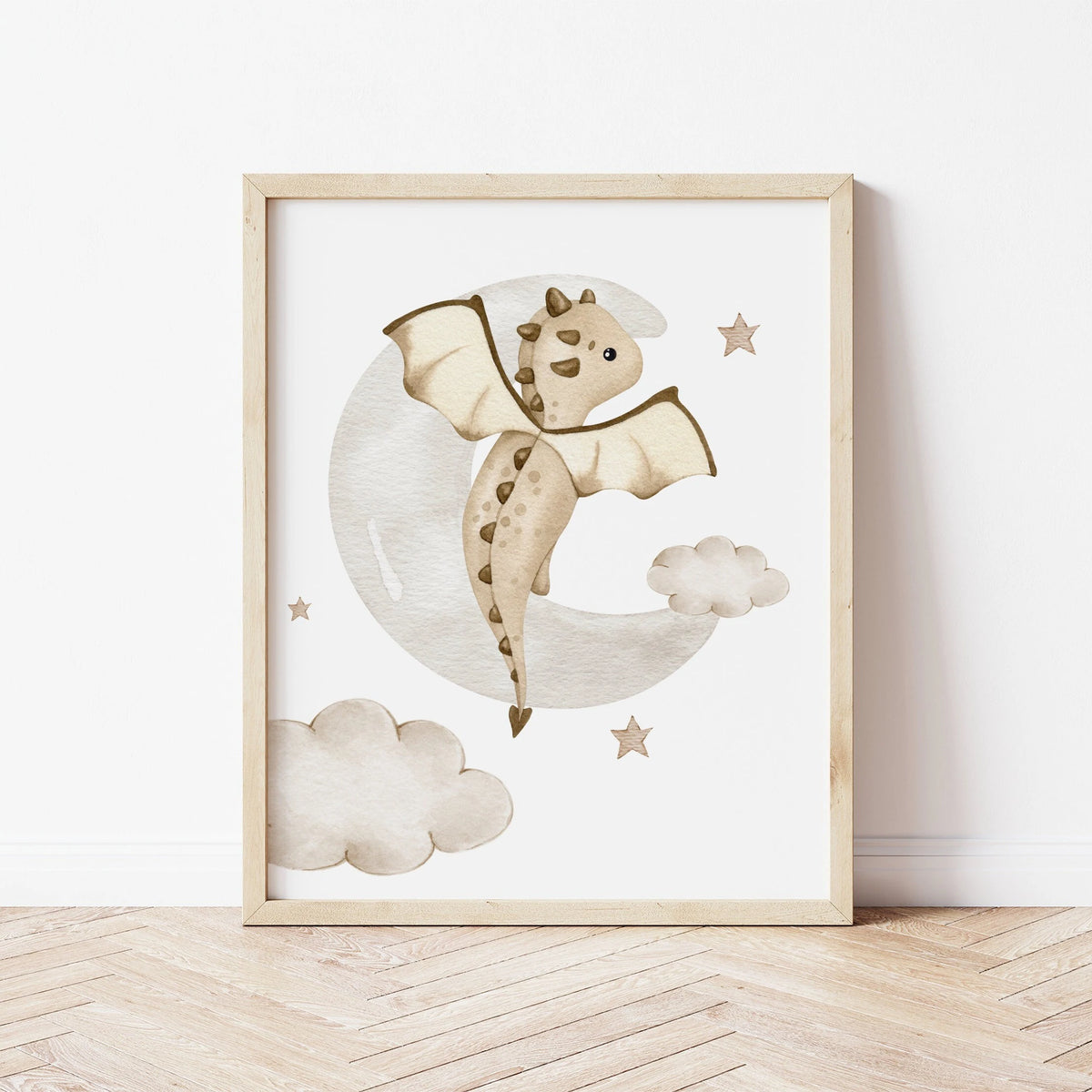 Baby Dragons Nursery Wall Art Print Set of 3 | Custom Baby Name Sign (Digital Download)