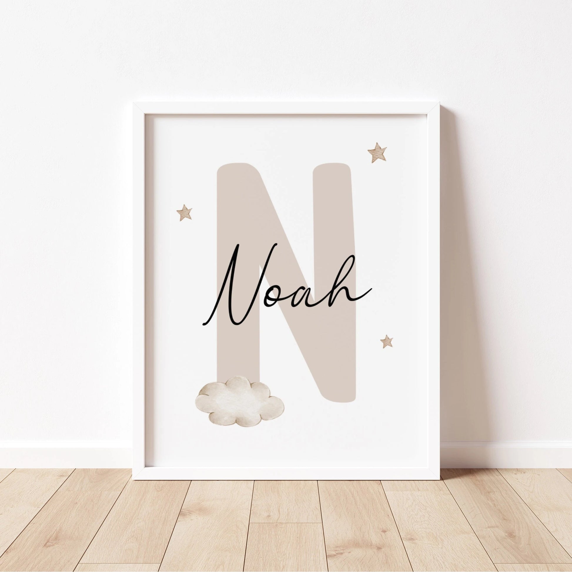 Personalized Nursery Wall Art Print | Watercolor Cloud Nursery Decor | Custom Baby Name Sign | Digital Download Suartprintstudio