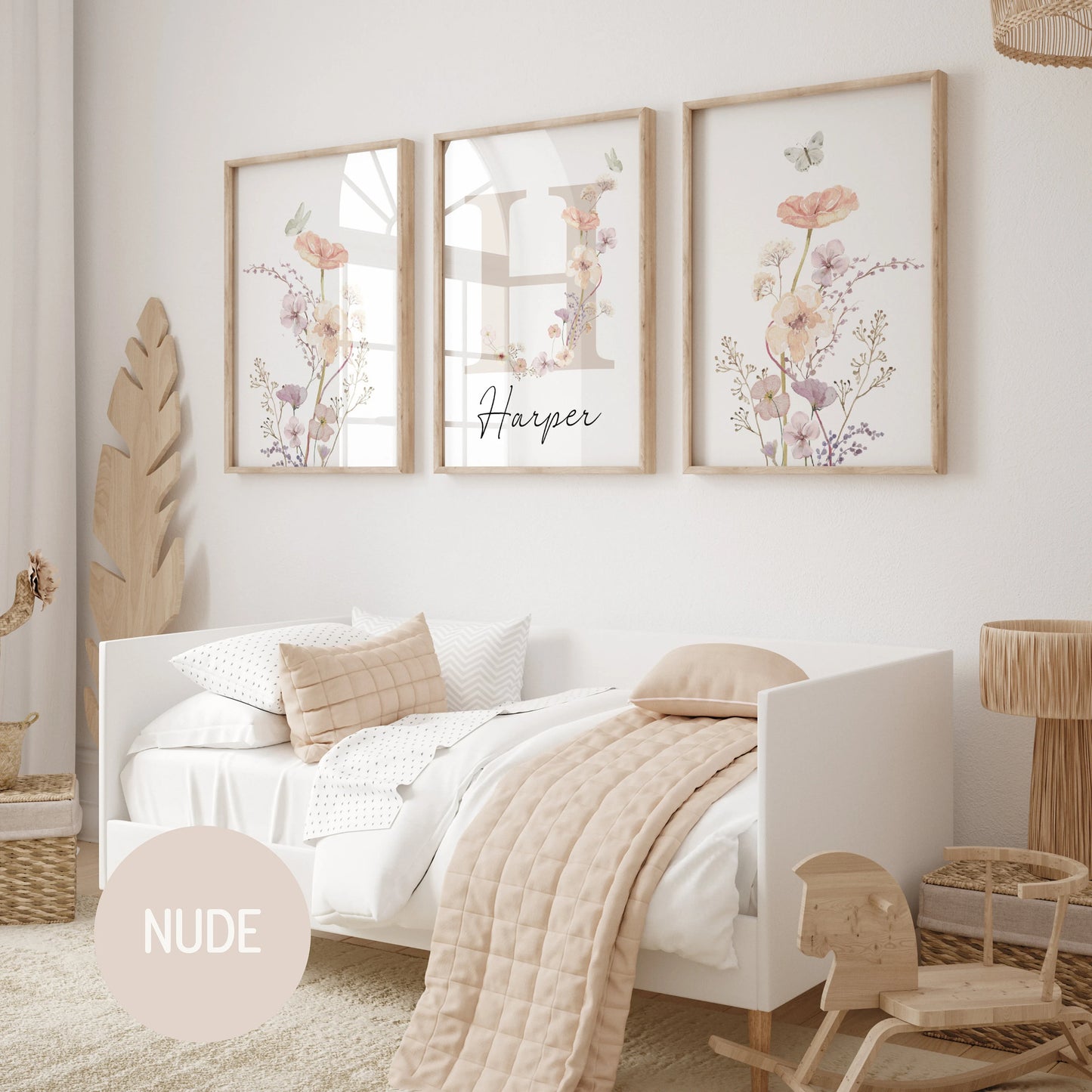 Personalized watercolor wildflowers nursery wall art. Custom name sign for baby girl room. Boho floral digital download print. High-res JPG, instant delivery. Suartprintstudio
