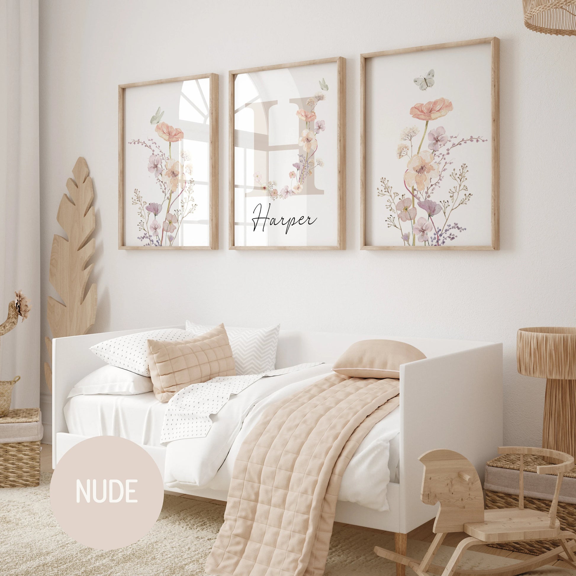 Personalized watercolor wildflowers nursery wall art. Custom name sign for baby girl room. Boho floral digital download print. High-res JPG, instant delivery. Suartprintstudio