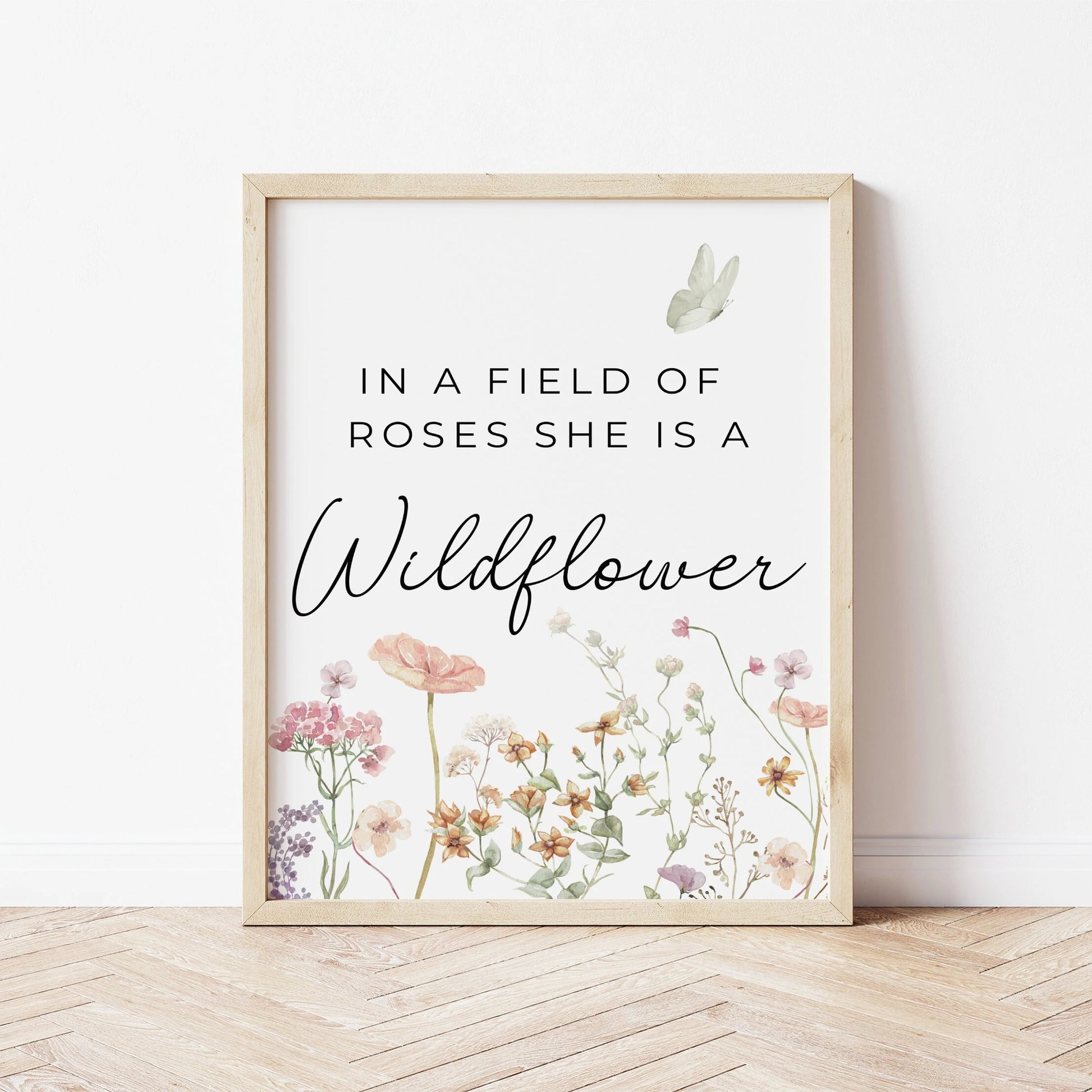 Wildflowers Nursery Wall Art Prints Set Of 3 | In a Field of Roses She is a Wldflower | Boho, Girl Nursery Decor | Digital download Suartprintstudio
