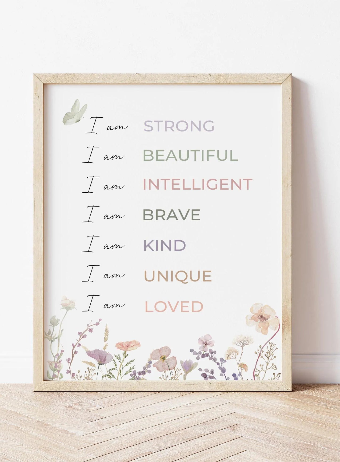 Positive Affirmations Print: Wildflower Nursery Decor (Instant Download)