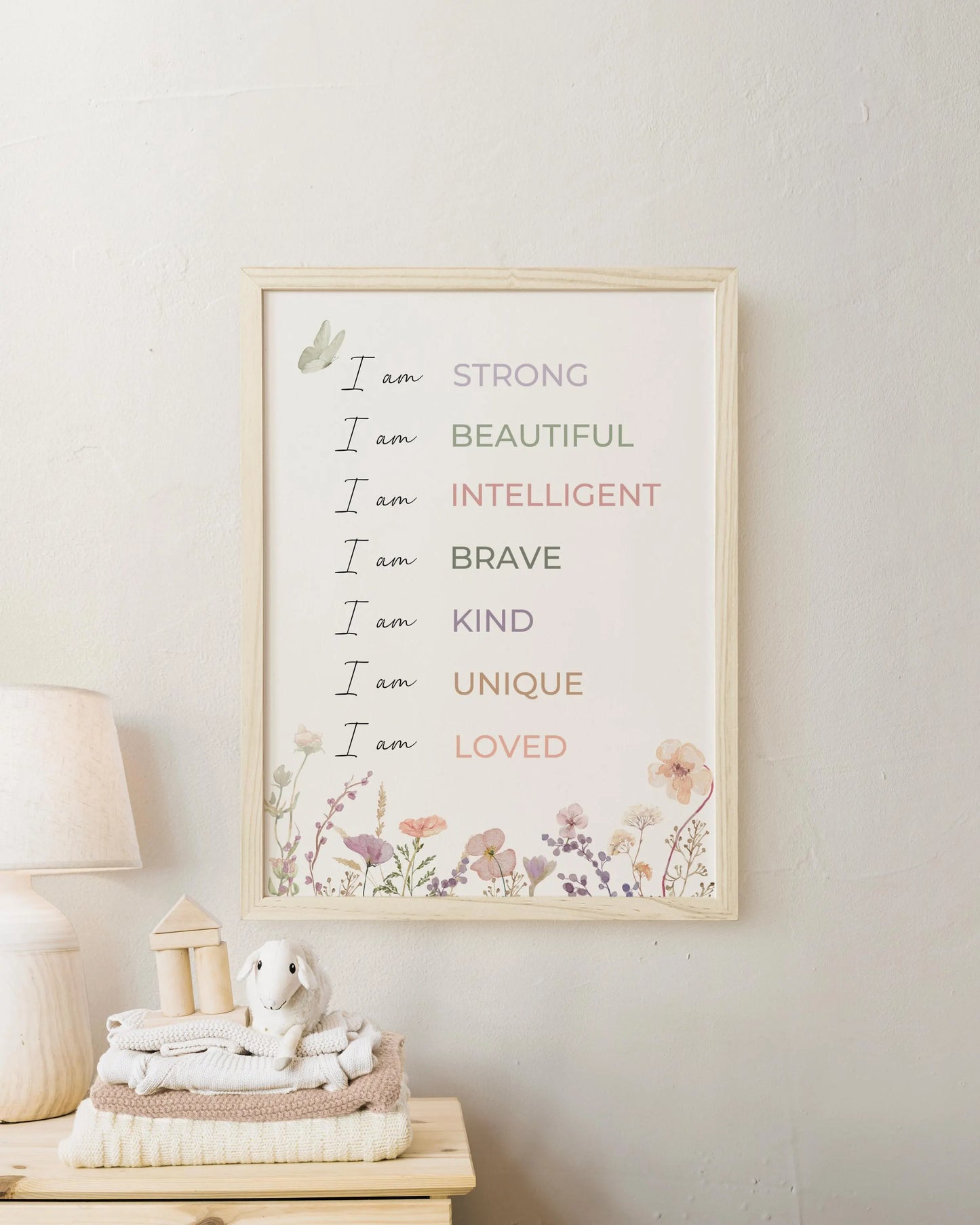 Positive Affirmations Print: Wildflower Nursery Decor (Instant Download)