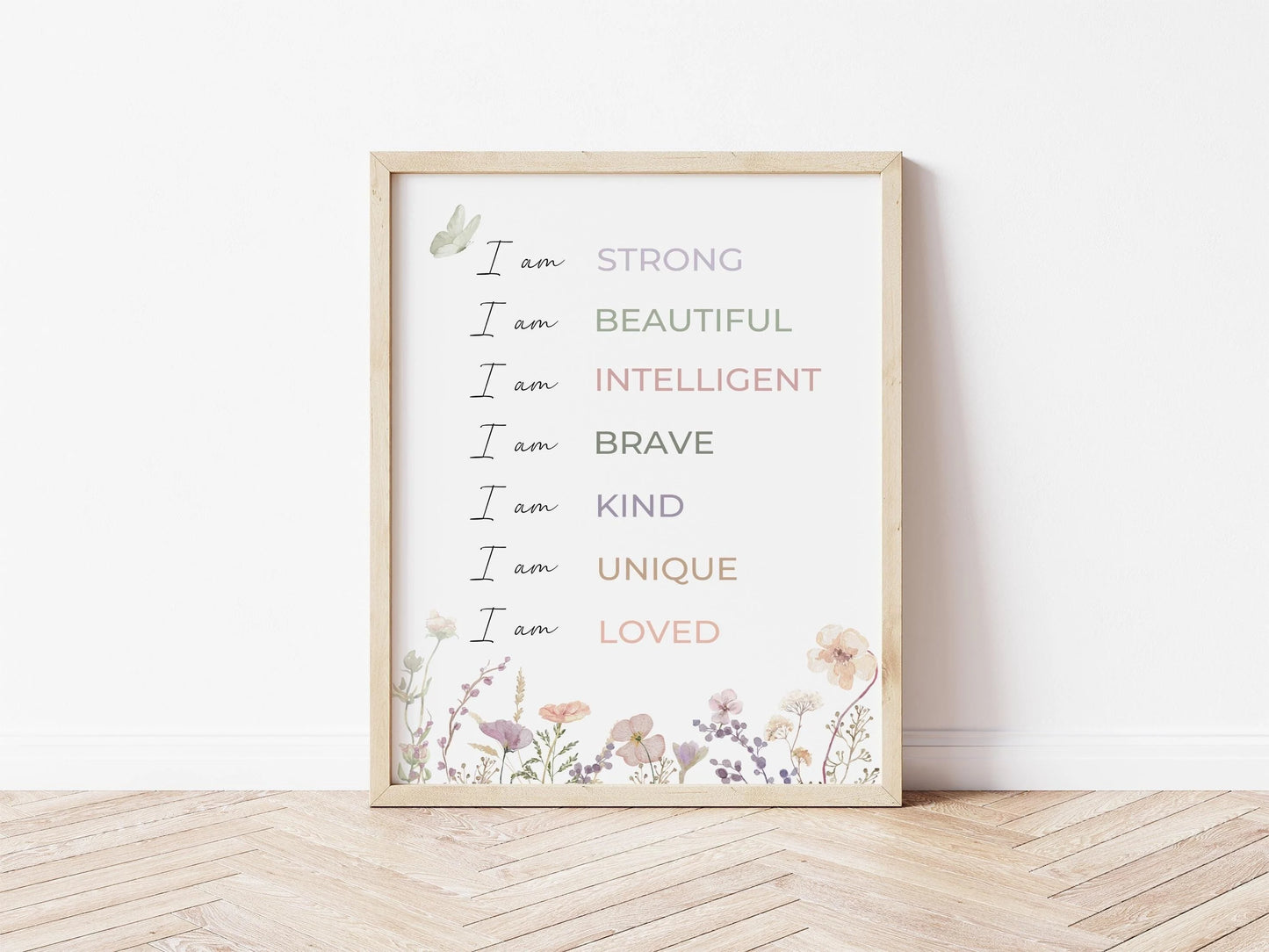 Positive Affirmations Print: Wildflower Nursery Decor (Instant Download)