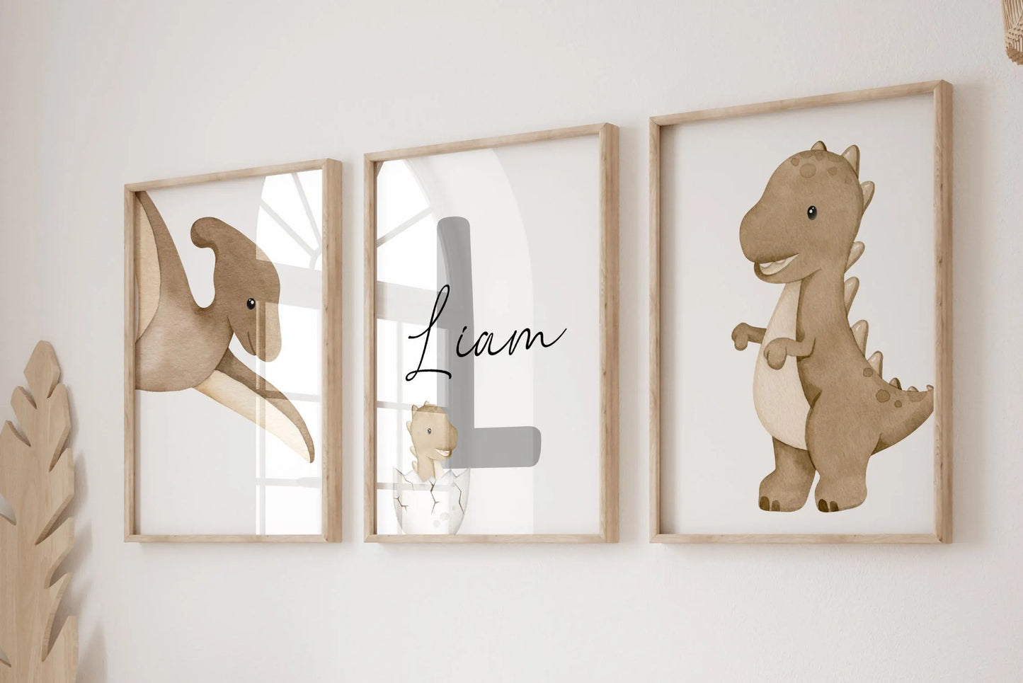 Personalized Dinosaur Nursery Wall Art Print Set | Baby Name Sign, Dino Prints for Nursery & Playroom decor (Digital Download)