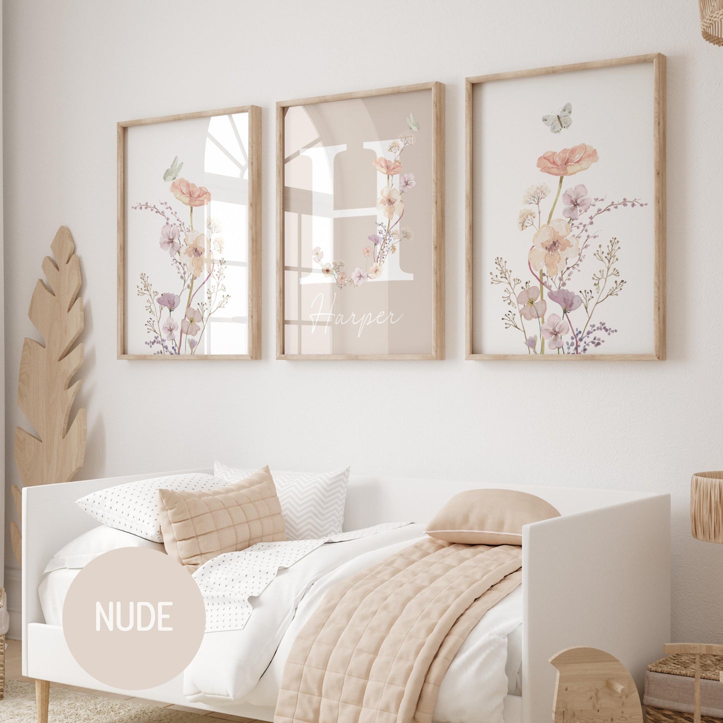 Personalized watercolor wildflowers nursery wall art. Custom name sign for baby girl room. Boho floral digital download print. High-res JPG, instant delivery. Suartprintstudio