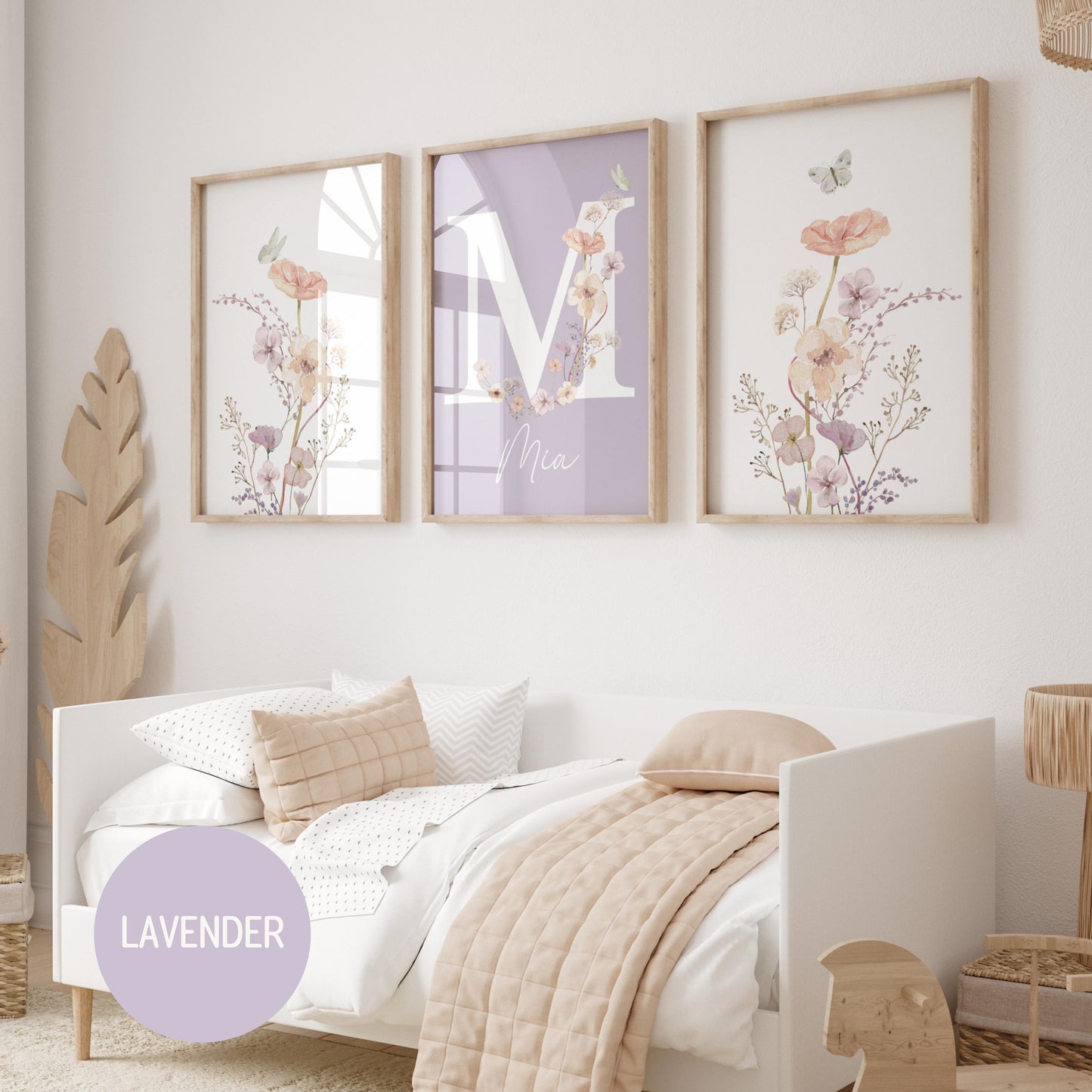 Personalized watercolor wildflowers nursery wall art. Custom name sign for baby girl room. Boho floral digital download print. High-res JPG, instant delivery. Suartprintstudio