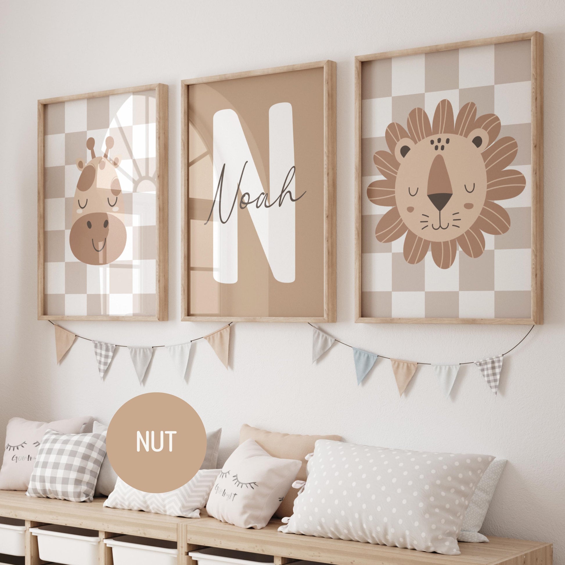Safari Nursery Wall Art Prints | Custom Name Sign, Safari nursery Decor (Digital Download)