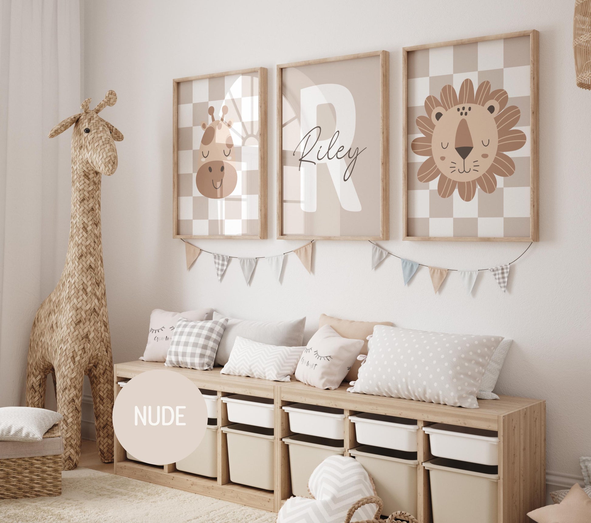 Safari Nursery Wall Art Prints | Custom Name Sign, Safari nursery Decor (Digital Download)