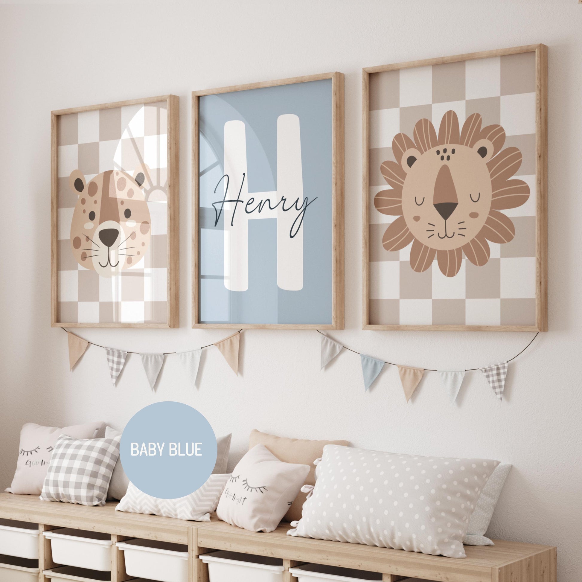 Safari Nursery Wall Art Prints | Custom Name Sign, Safari nursery Decor (Digital Download)